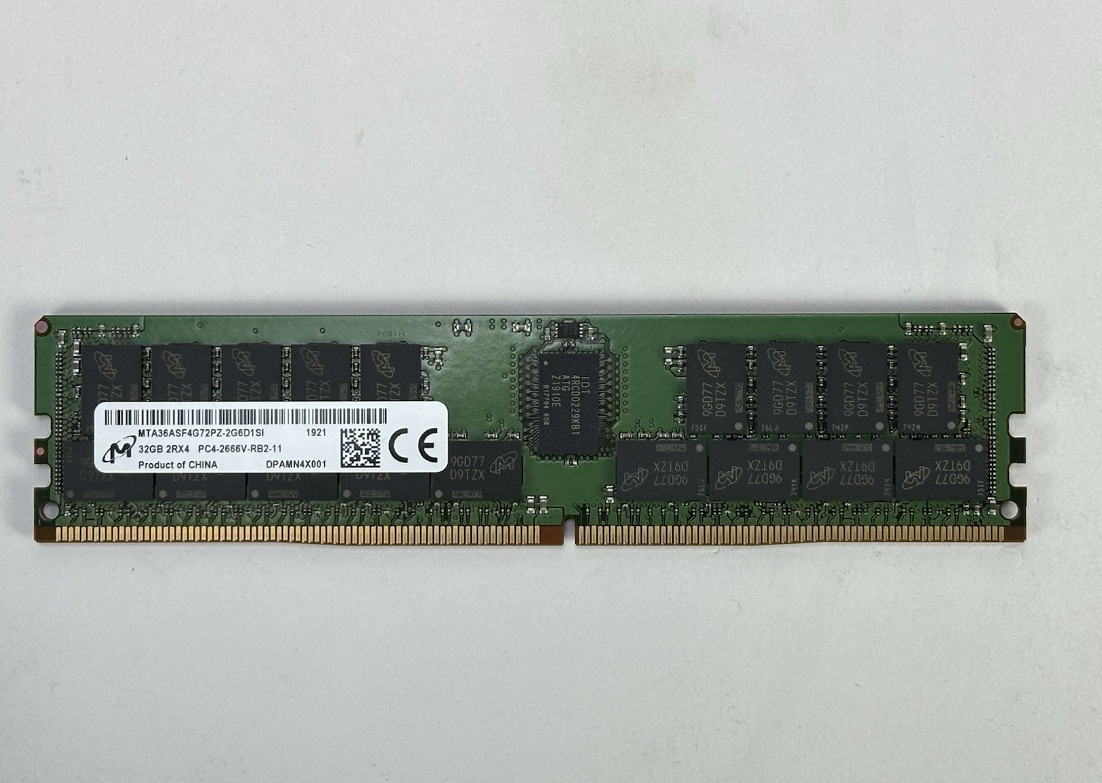 1x Micron 32GB 2Rx4 DDR4 PC4-2666V-R Reg Dual Rank ECC Server Memory Ram