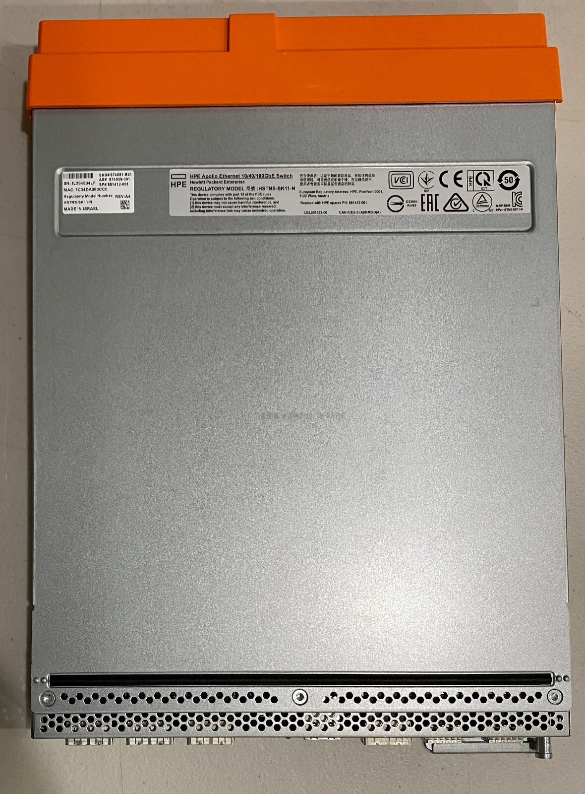 HPE Apollo Ethernet 10/40/100Gb Switch SKU 874061-B21 AS 874059-001 SP 81412-001