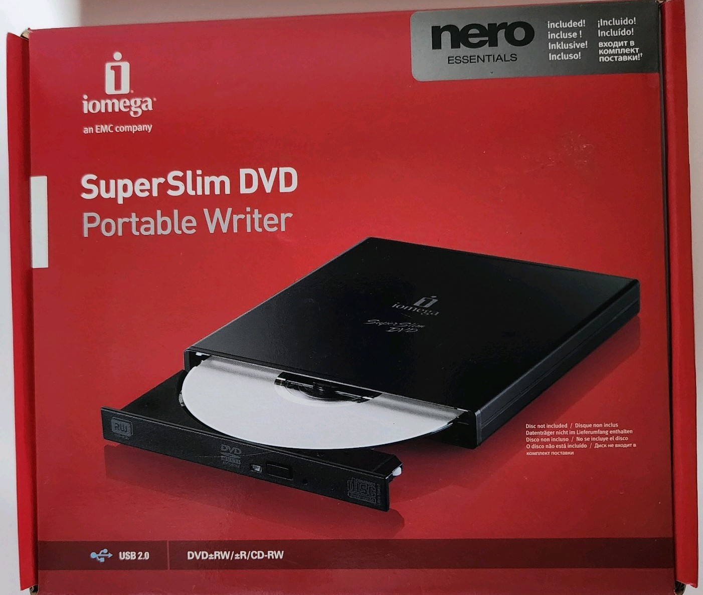 Iomega - Super Slim DVD - Portable / External Writer - DVD RW / CD RW - USB 2.0 