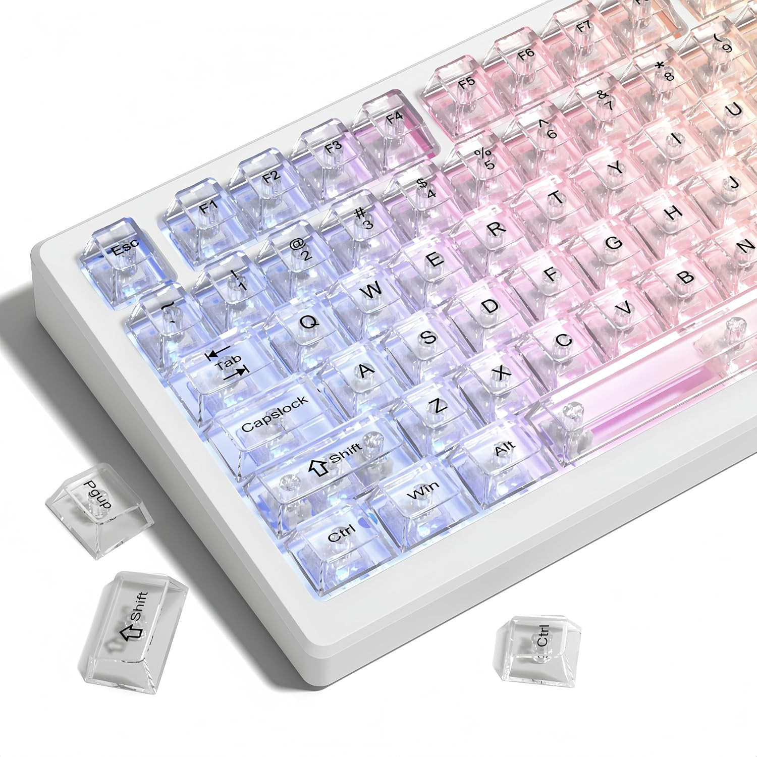 White Clear Keyboard Keycaps,Transparent Key Caps 60 75 100