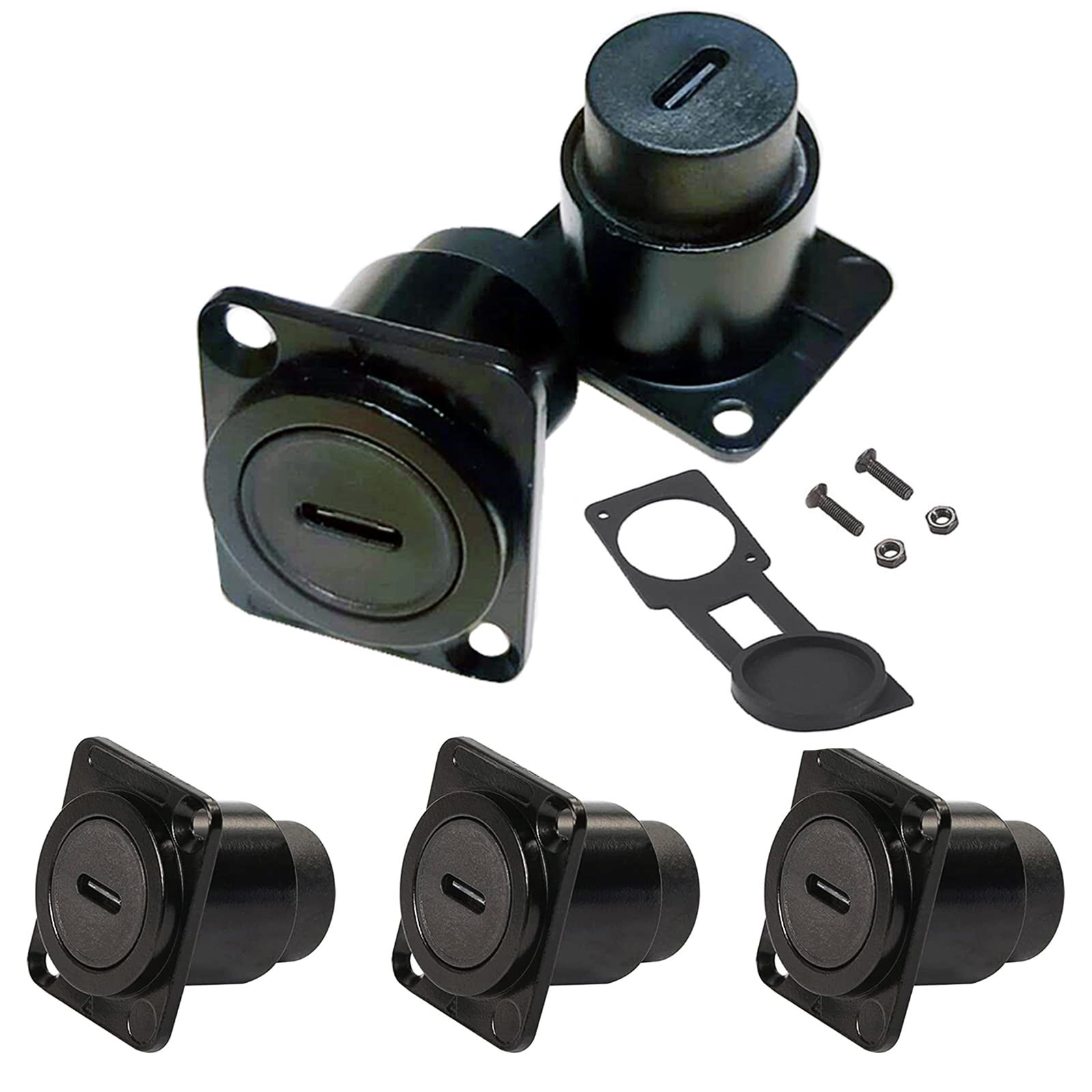 PENGLIN 5PCS USB 3.1 Type C Panel Mount Coupler, C 5PCS(D-TYPE), Black