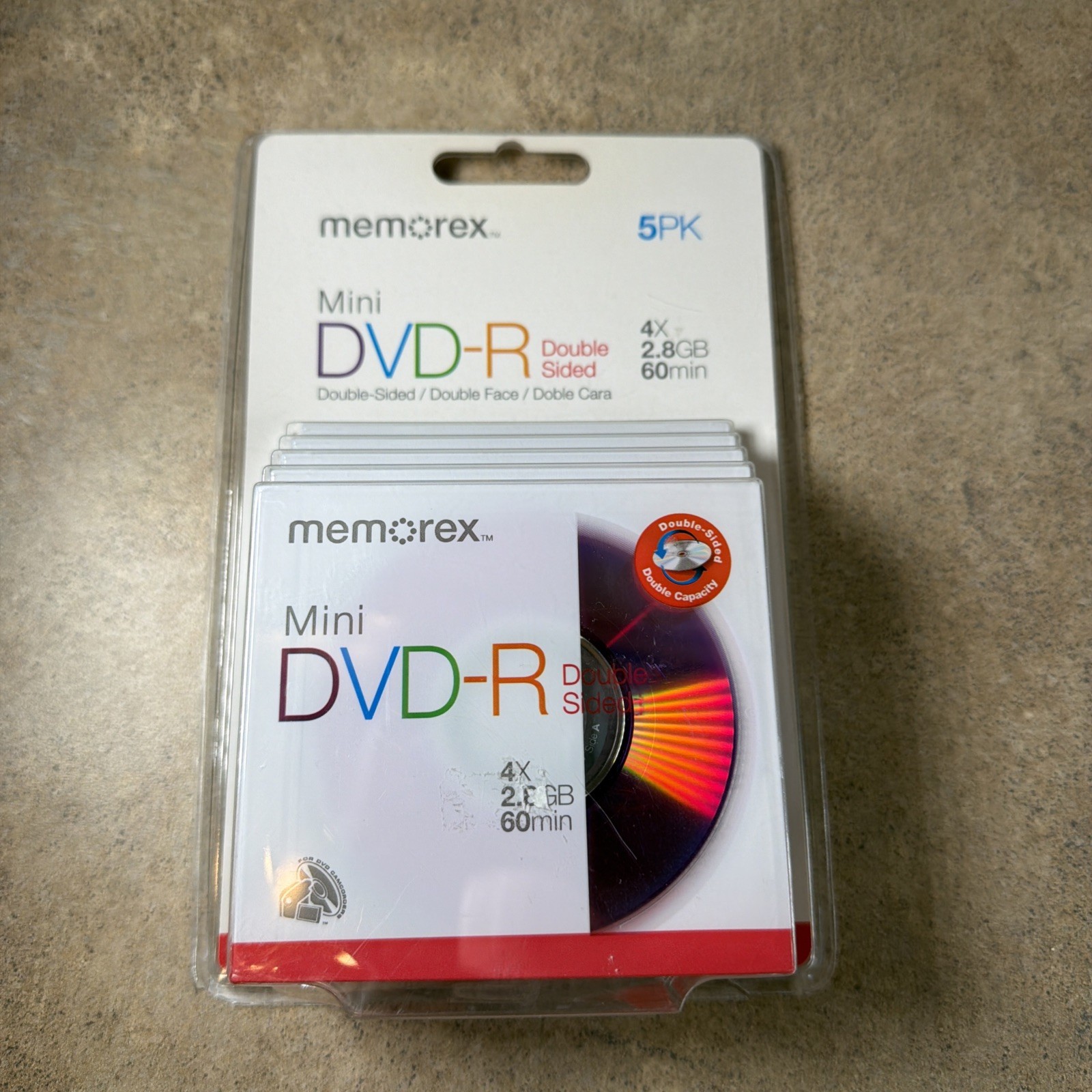 Memorex Blank Mini DVD-R 4x 2.8GB 60min Double-Sided 5PK 5 Pack - New
