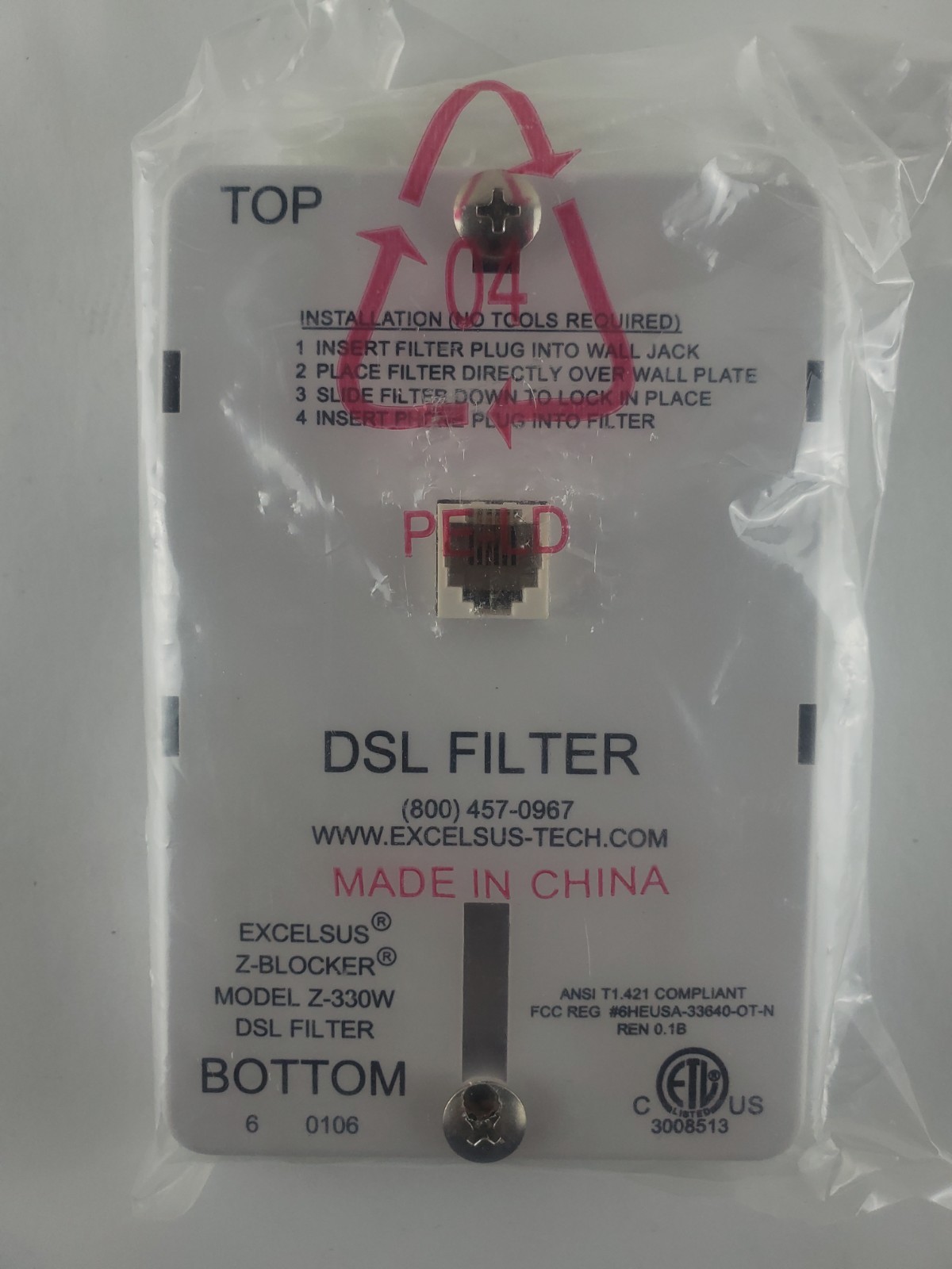 Excelsus Z-Blocker DSL Filter 1 x Wallmount 3 x Phone 1 x Phone, DSL/HPN Z-330W