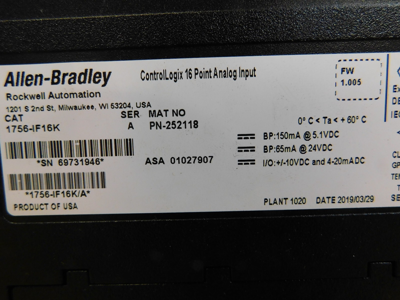 New AB 1756-IF16K  New in Box New Factory Sealed PLC US