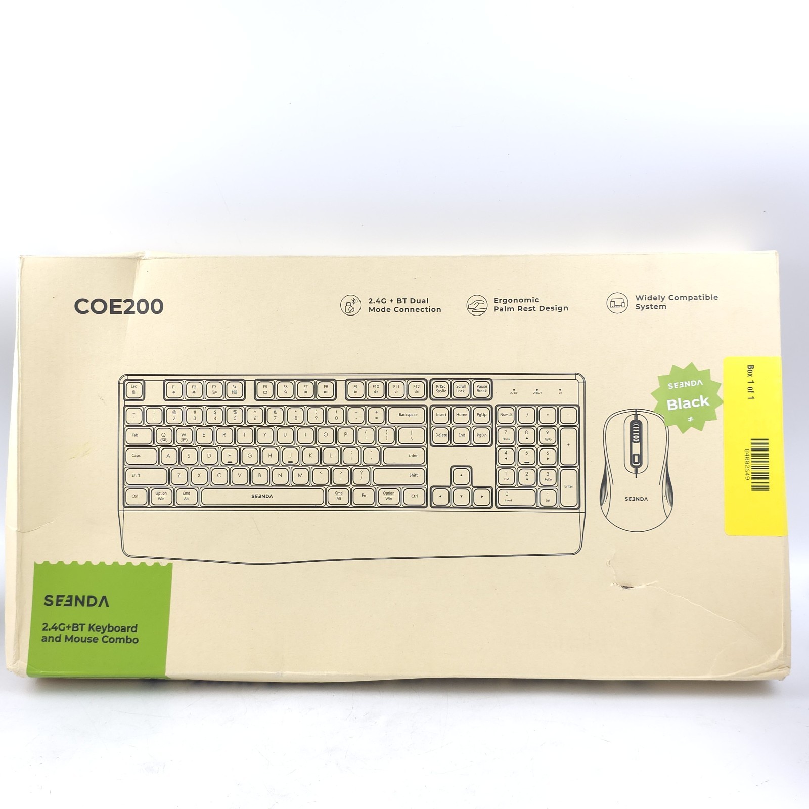 Seenda COE200 Wireless & Bluetooth Keyboard & Mouse, Dual Mode, QWERTY, Black