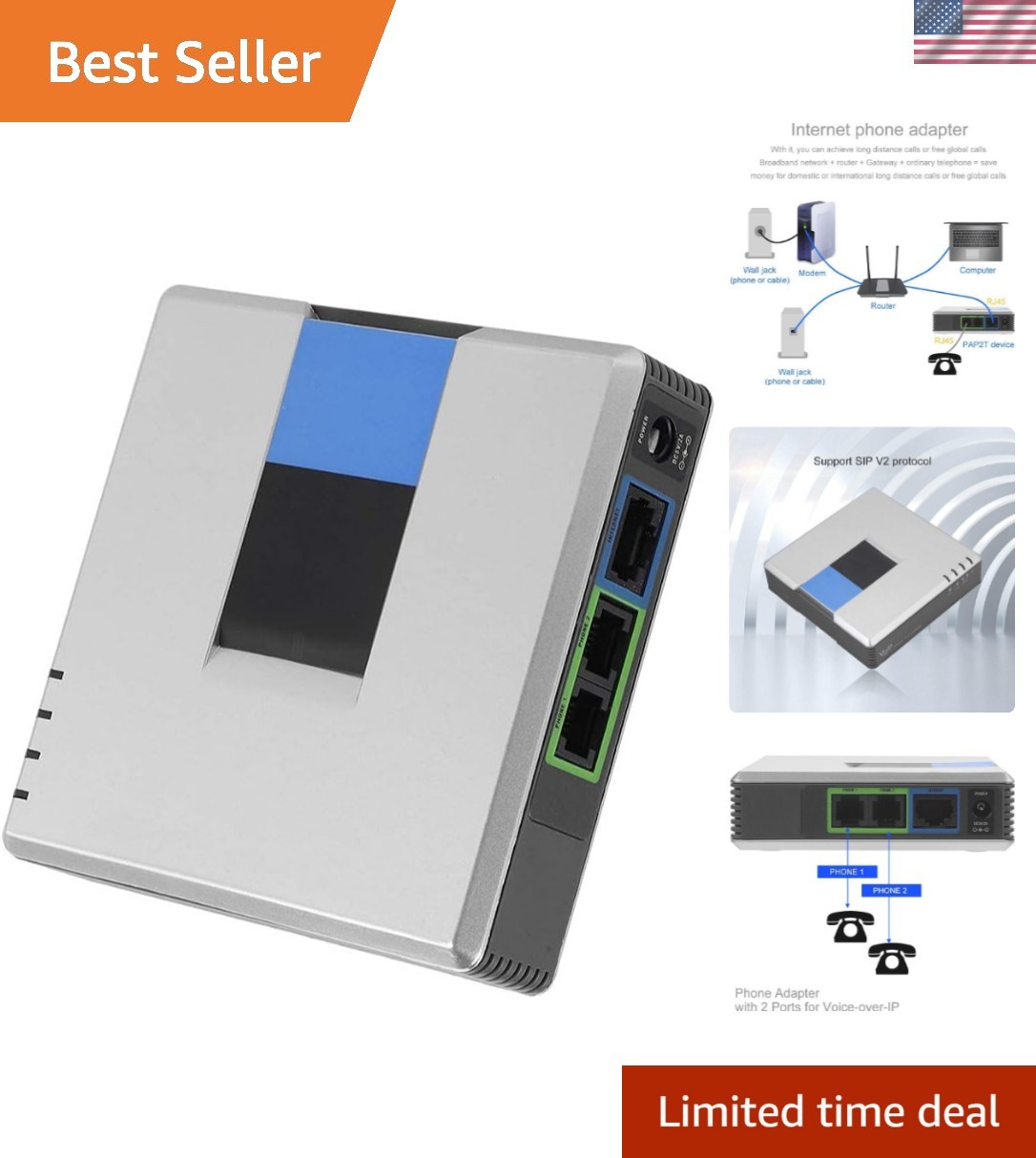 Affordable 2-Port VoIP Gateway - Supports Digital Answering & Multiline Calls