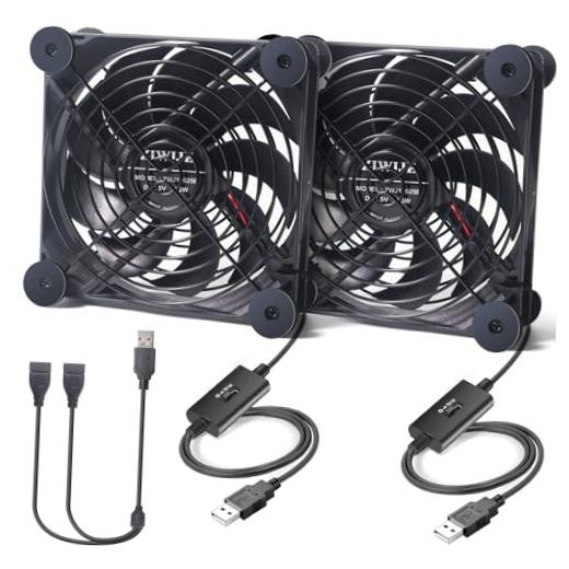 Quiet Dual 120mm USB Fan 5V with USB Extension Cable Dual Ball Bearings