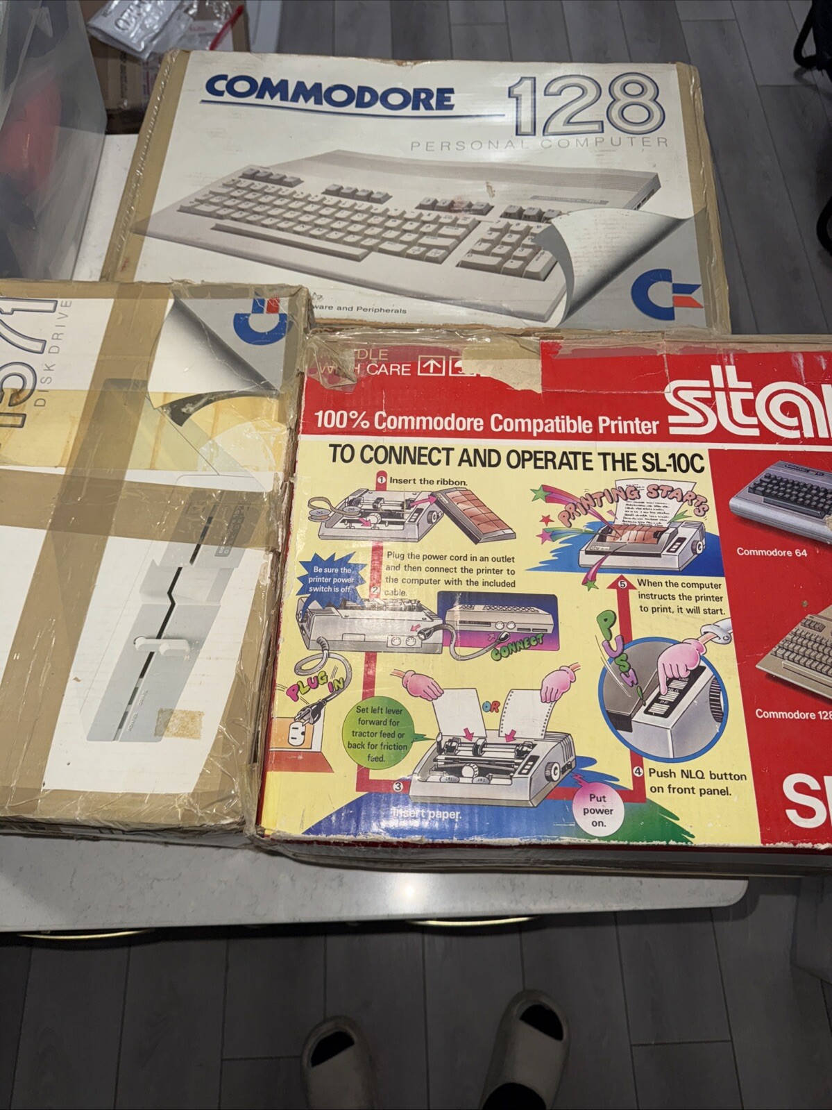 Vintage Commodore 128 Personal Computer  Disc Drive And Printer