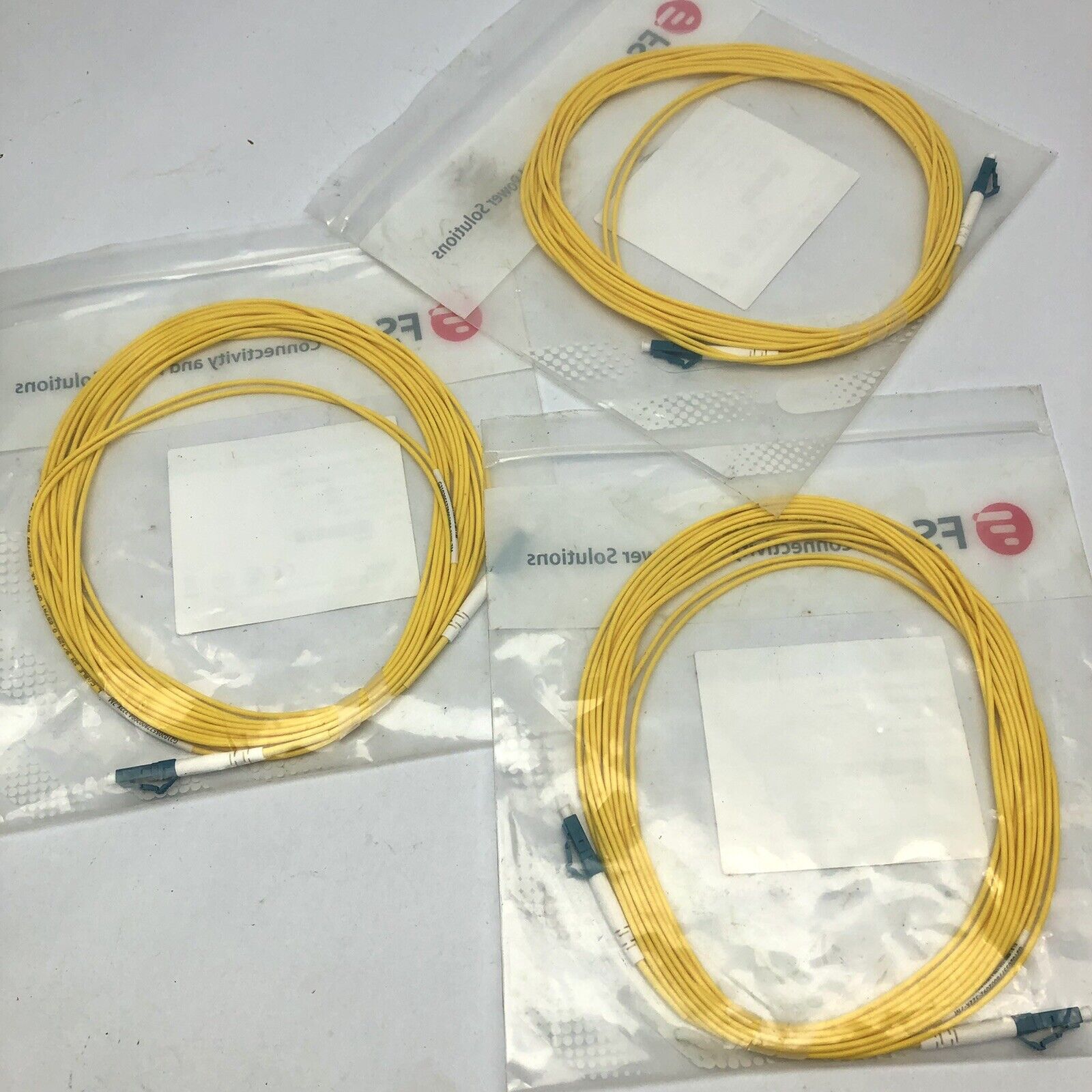 QTY 3 FS -7M 9/125 SINGLE MODE FIBER PATCH CABLE CONNECTOR LC/UPC-LC/UPS SIMPLEX