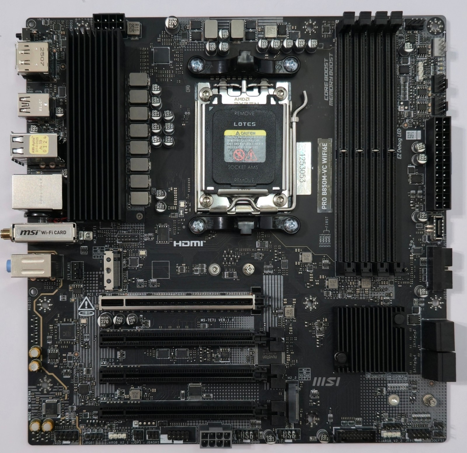 MSI PRO B850M-VC WIFI 6E AM5 DDR5 mATX Motherboard *No I/O Shield*