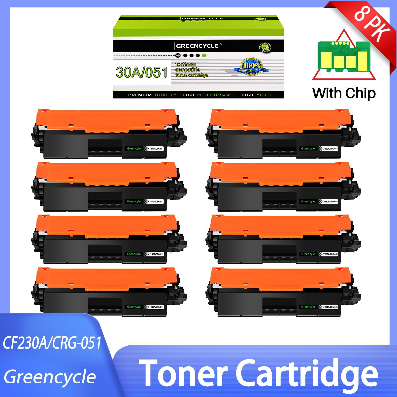 8x CF230A Toner Cartridge for HP LaserJet Pro MFP M227fdn M203dw M203dn Hi-Yield