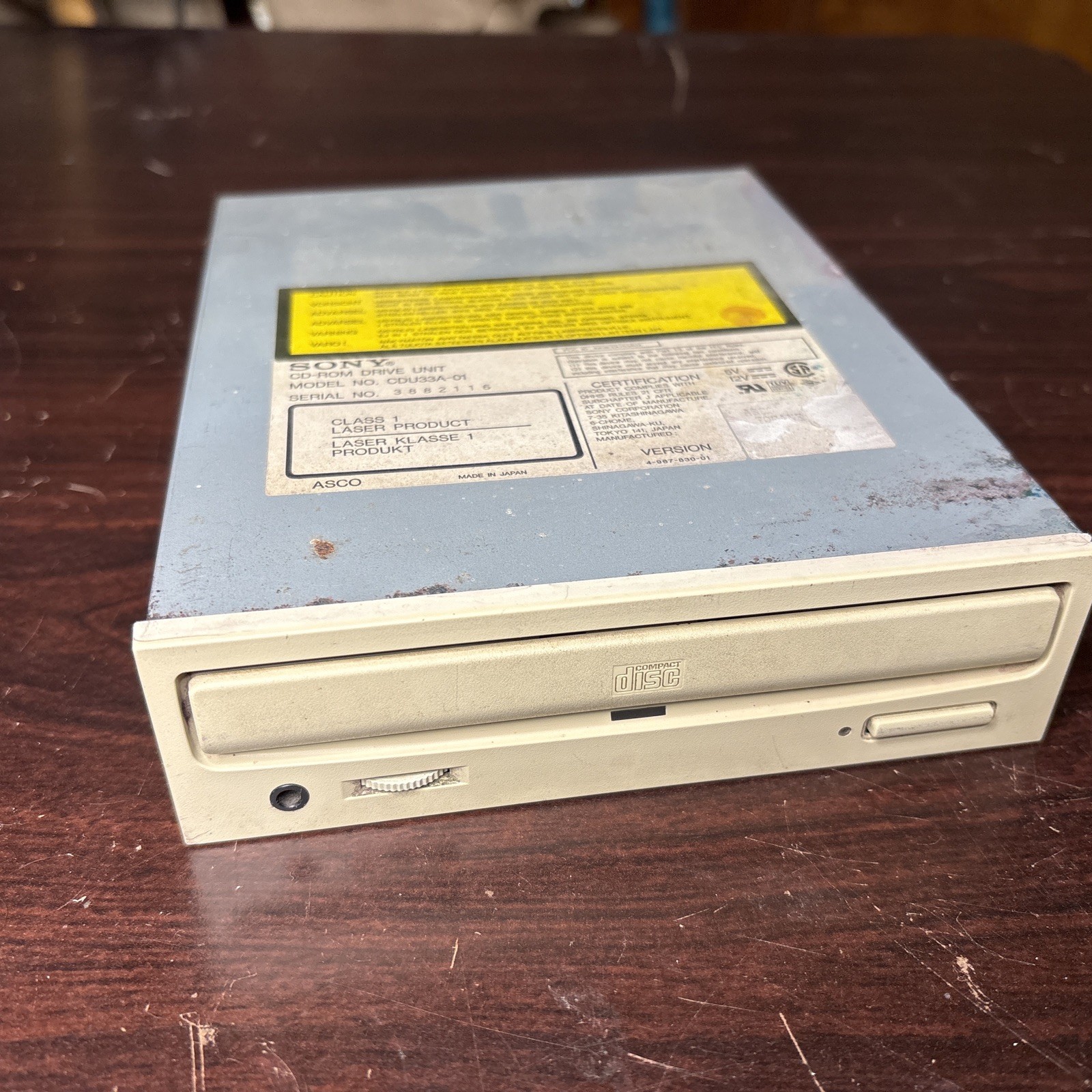 Sony CD-ROM Drive Unit CDU33A-01 Vintage 1994  - Untested