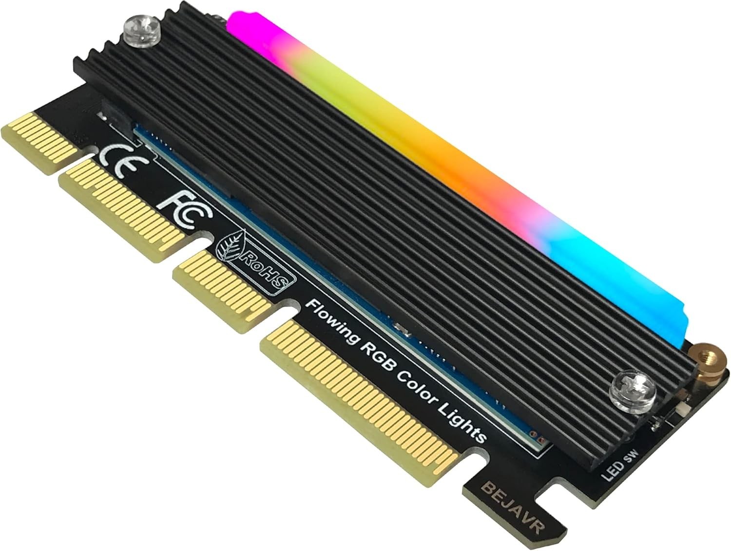 M.2 PCIe NVMe Adapter SSD Expansion Card with RGB Light Bar and Aluminum Heat...