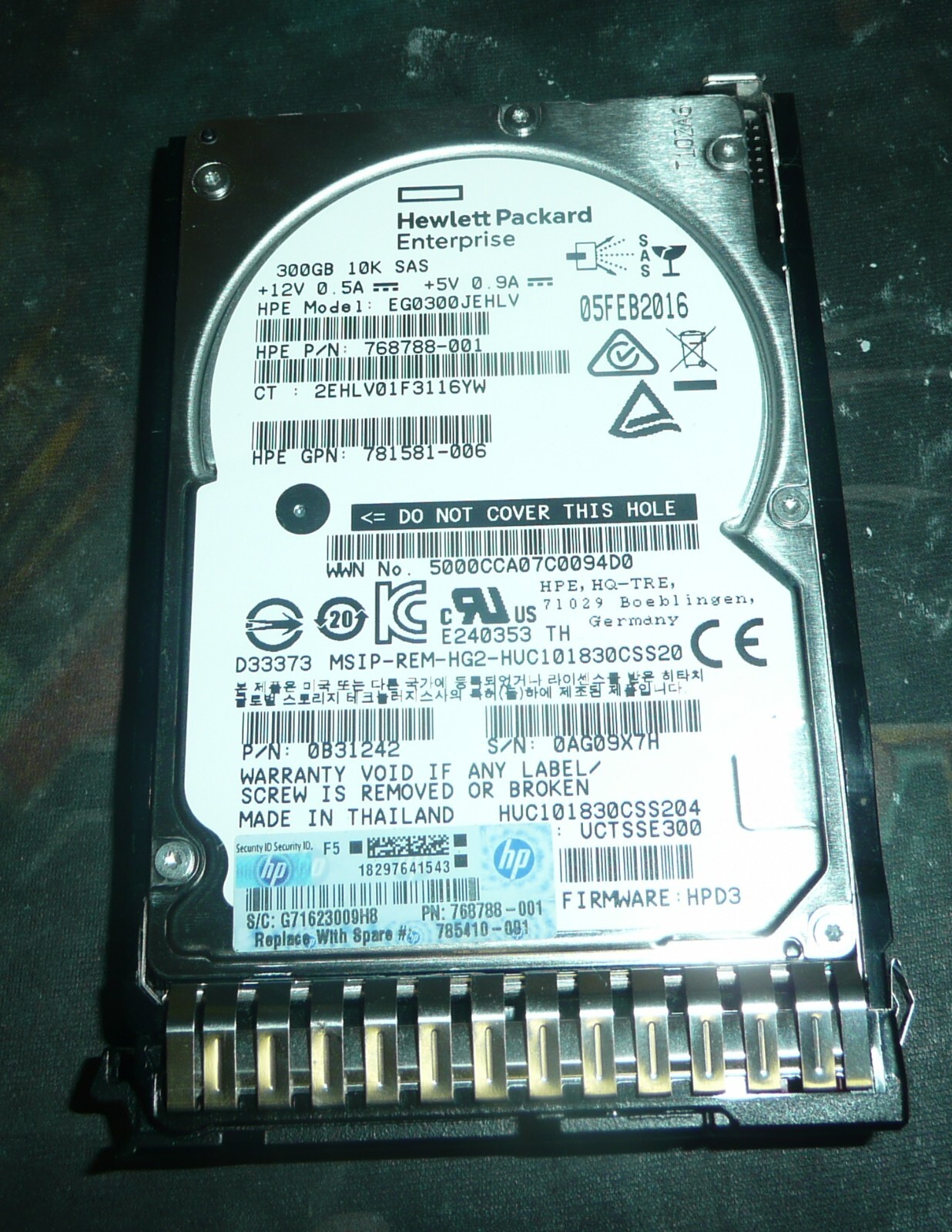 HP Enterprise 300GB 10k SAS Hard Drive 768788-001 785410-001