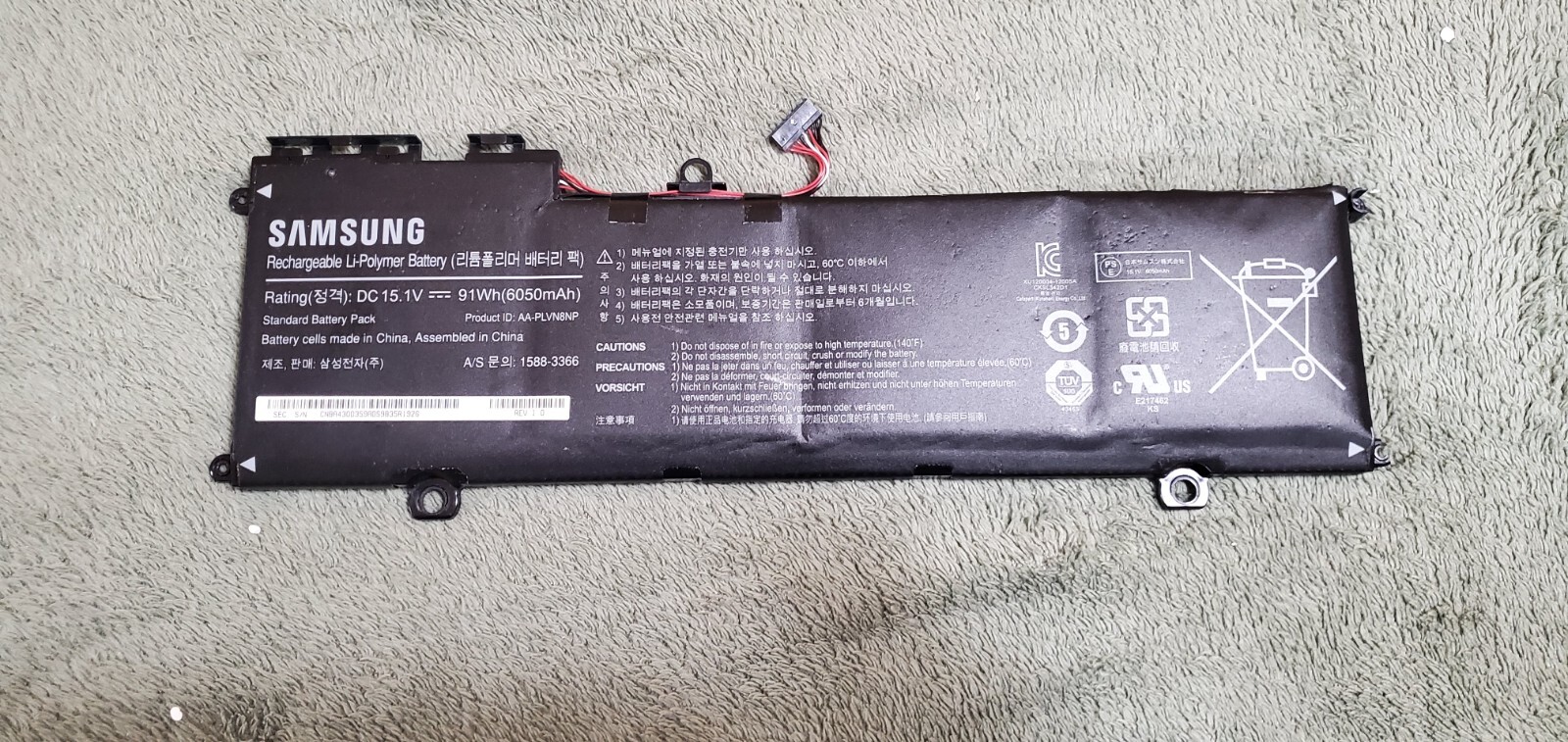 OEM Samsung AA-PLVN8NP  Battery  15.1V 91Wh 6050mAh ATIV Book 8