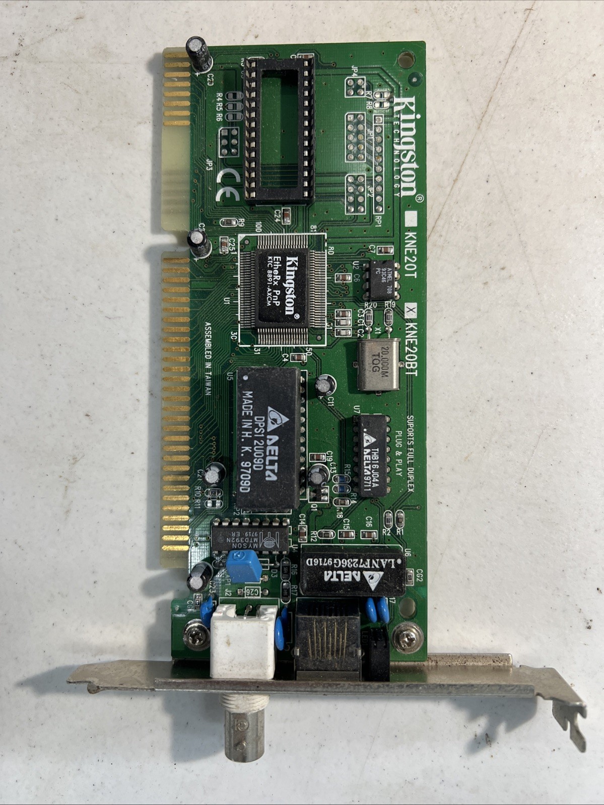 Kingston KNE20BT EtheRx PnP ISA Ethernet Card RJ45 BNC 10Base-T 10Base2 Vintage