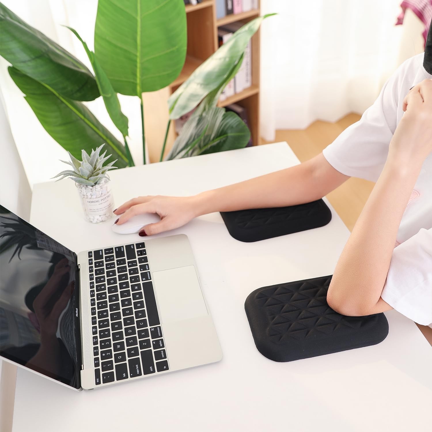 2 PCS Black Ergonomic Wrist Elbow Rest Pad 7.8x5.1 Inch Memory Foam Support