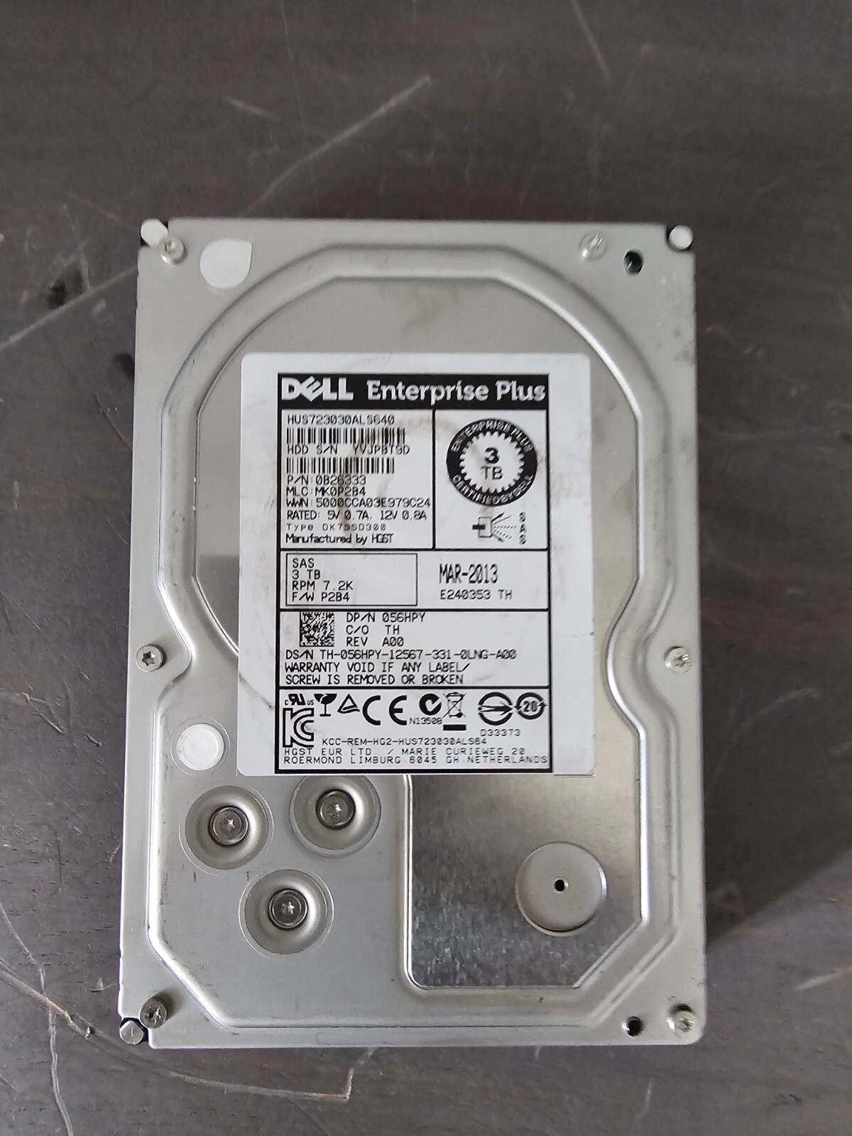 Dell Enterprise Plus 3TB 7.2K SAS 3.5" LFF Hard Drive HDD HUS723030ALS640 56HPY