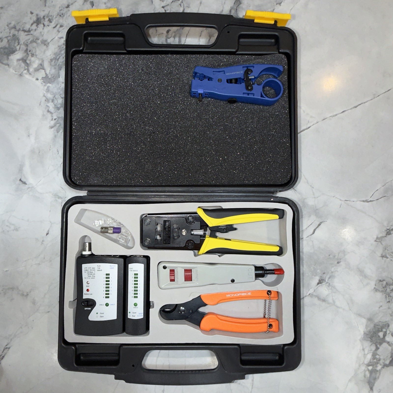 Monoprice MDL-110K6 Professional Network Tool Kit RJ45 Tester Crimper 7055
