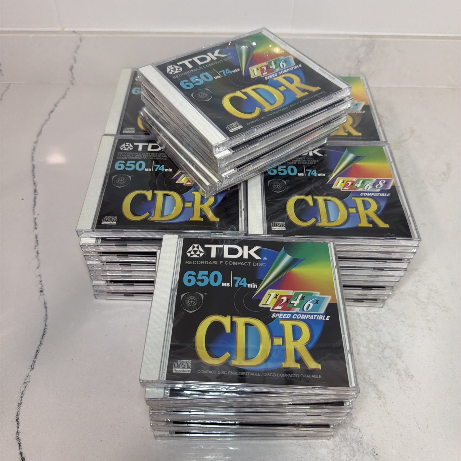 Lot of 57 NewSealed TDK CD-R 650 MB 74 Min Blank CD Recordable x1 x2 x4 x6 Speed