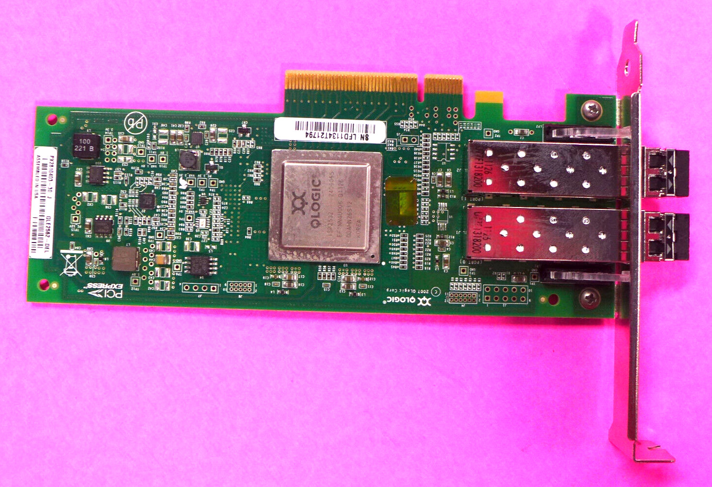Genuine Dell Qlogic QLE2562 PCIe x8 8GB Dual Port Hot Bus Adapter Card KV00H