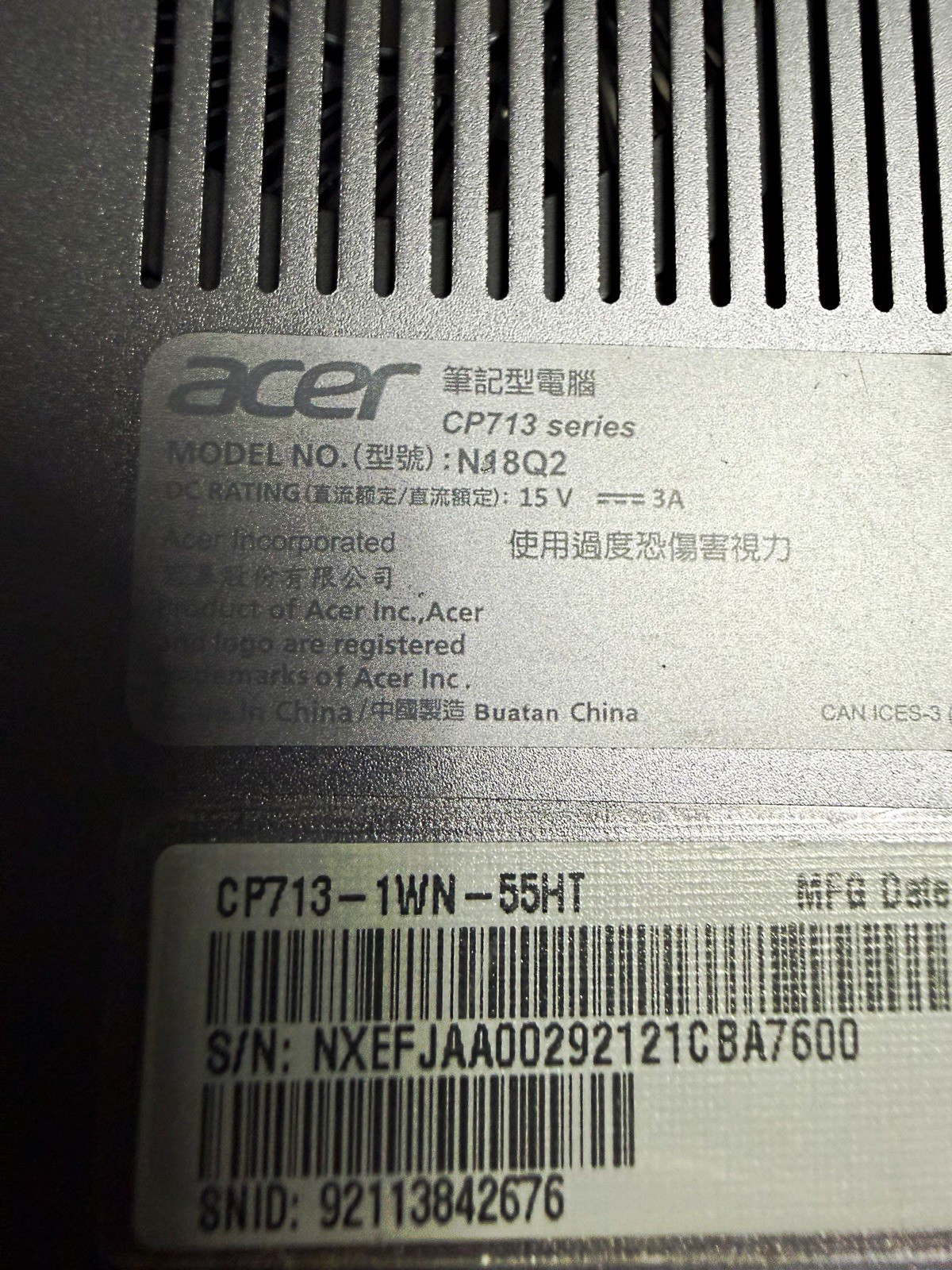 Acer Chromebook Spin 13 13in i5 8th Gen Touchscreen Chrome OS Silver