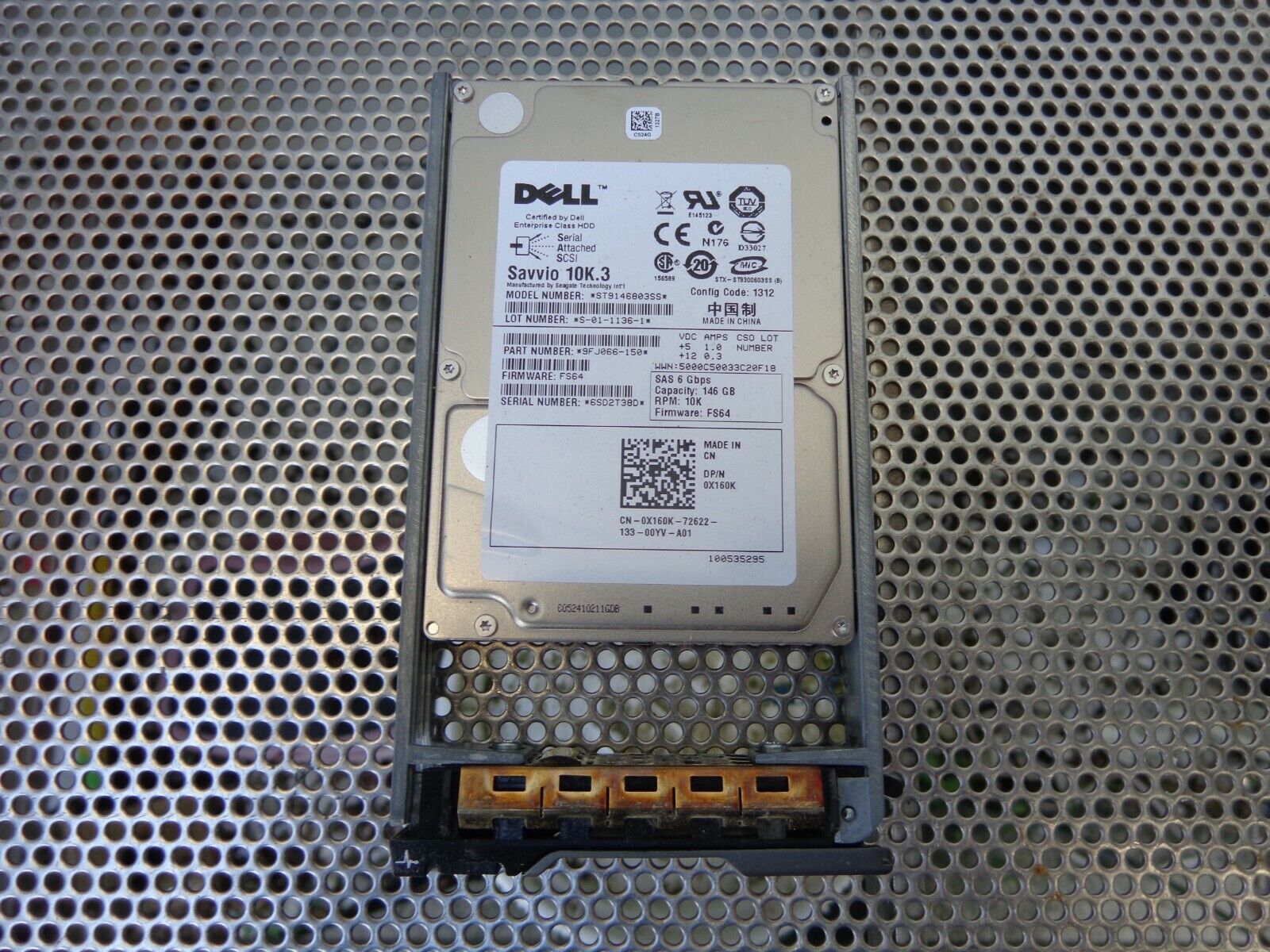 Genuine Dell 2.5in SAS 146GB 10000RPM Server Hard Drive 0X160K HDD ST9146803SS