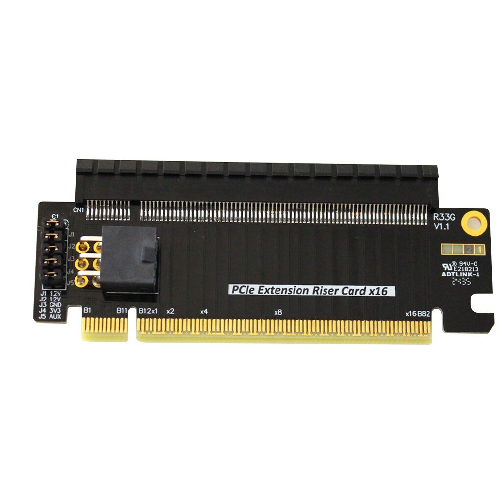 PCI-E x16 Half to Full Height Extension Riser Card PCIe 5.0 x16 Test Adapter New