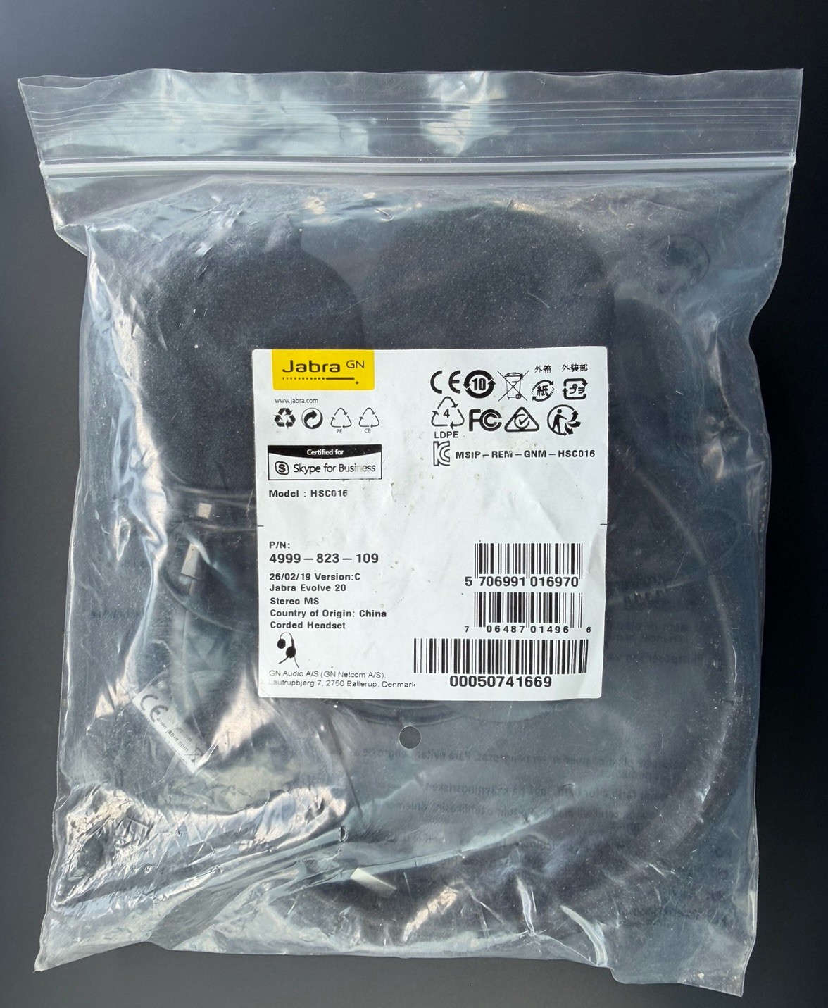 Jabra Evolve 20 SE GSA (HSC016) - Stereo headset (GSA 4999-823-109) New