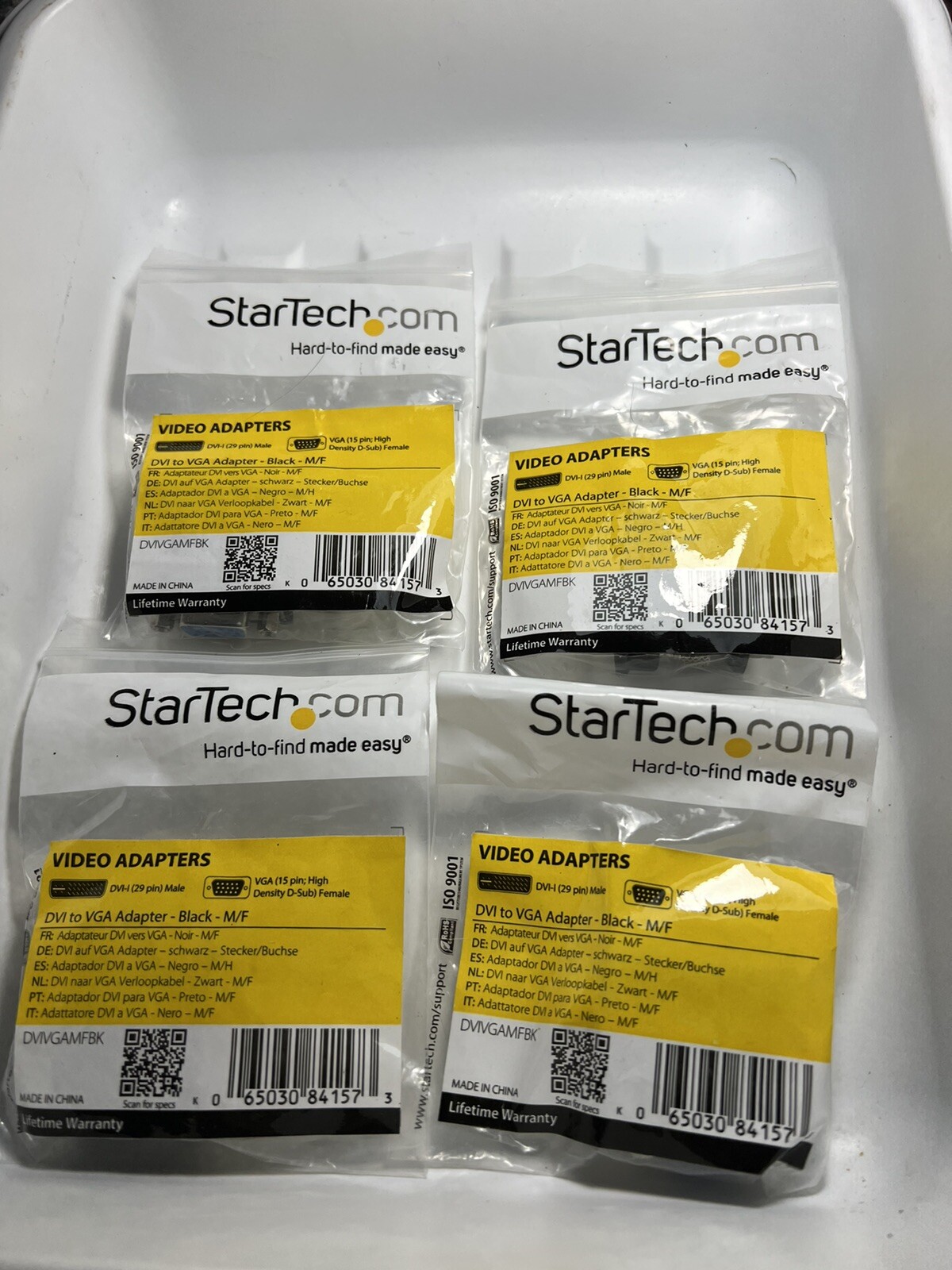 Lot of 4 StarTech DVIVGAMFBK DVI to VGA Cable Adapter Black Male Female