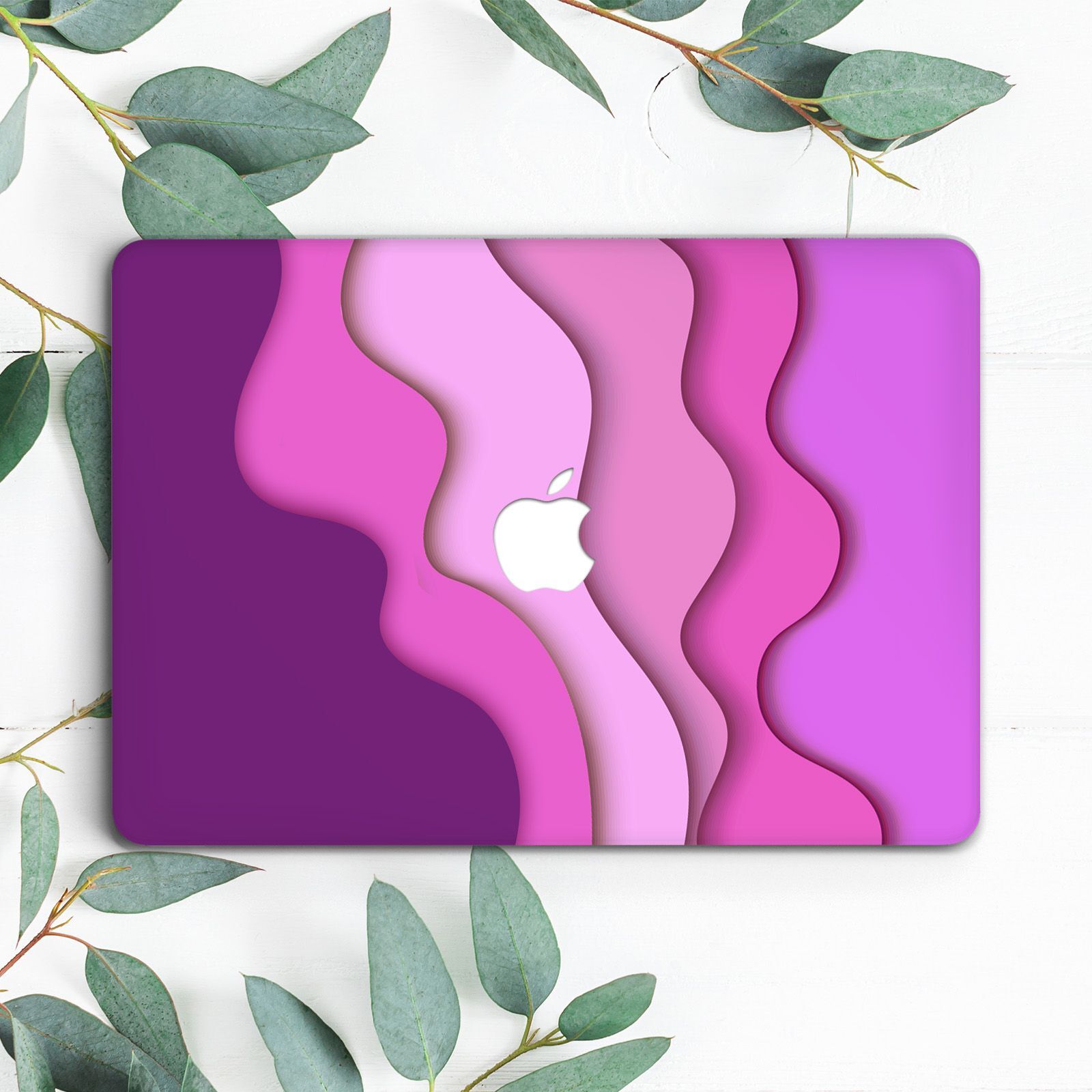 Pink Wave Abstract Gradual Lines Hard Case For Macbook Pro 13 14 15 16 Air 13