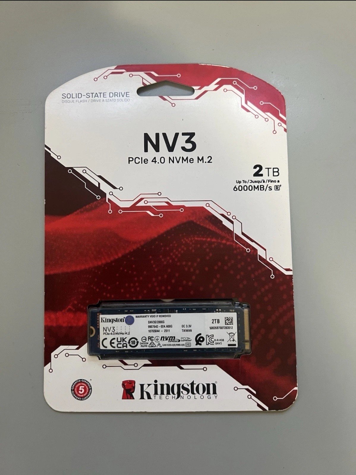Kingston 2TB NV3 M.2 2280 PCIe 4.0 x4 NVMe Internal Solid State Drive (SSD) SNV3