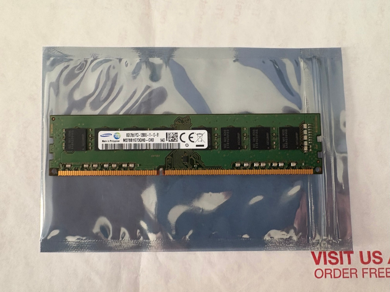 Samsung 8GB 2Rx8 PC3L-12800U-11-13-B1 ECC Unbuffered Memory M378B1G73EB0-CK0