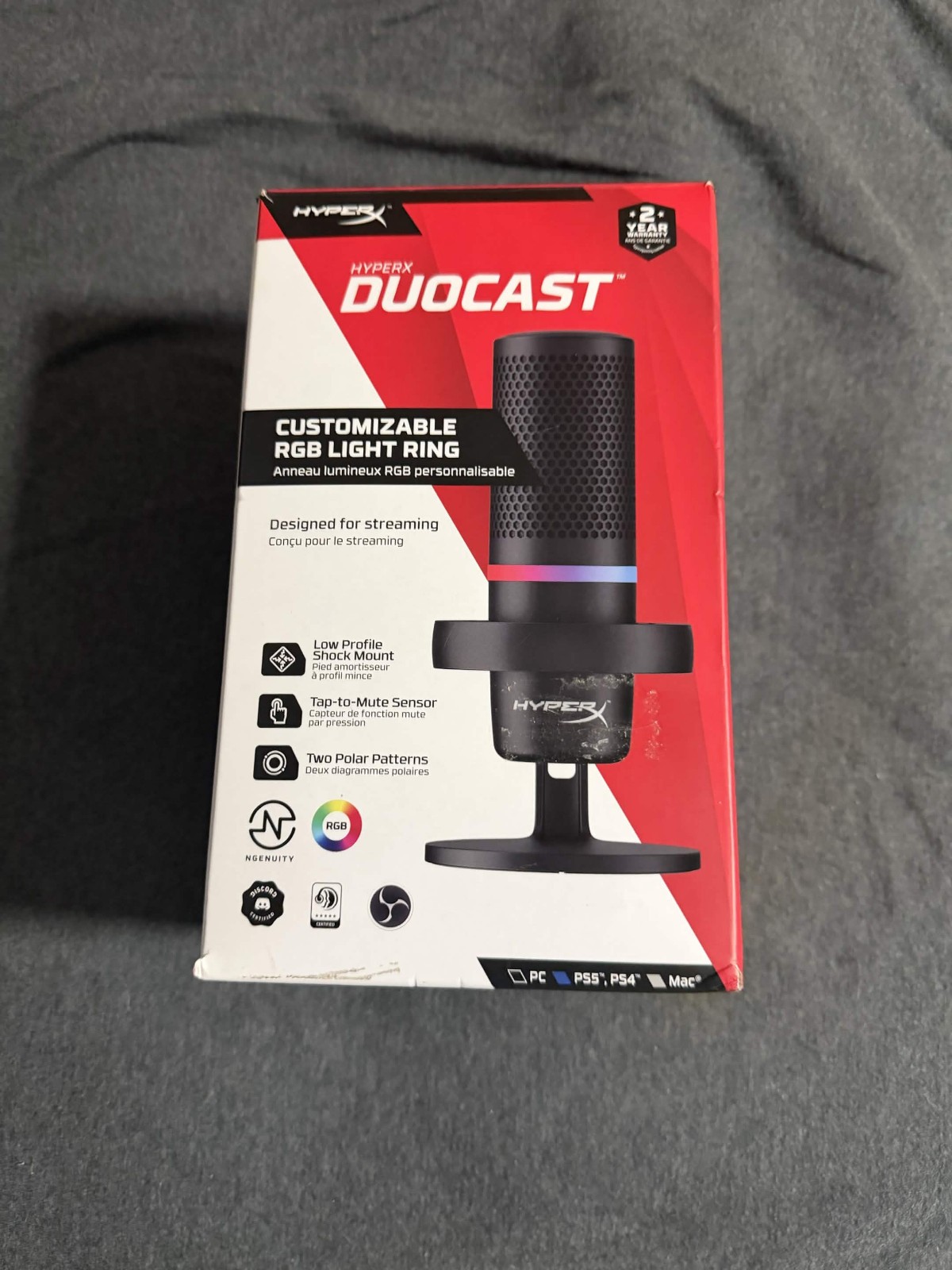 HyperX DuoCast ® RGB USB Condenser Microphone for PC, PS5, PS4, Mac (No Cable)