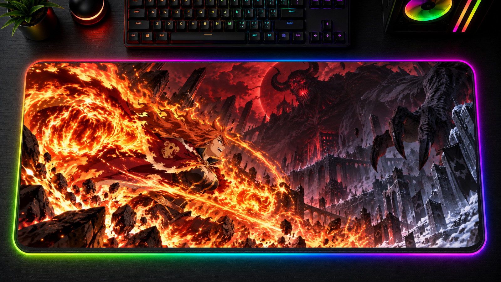 Black Clover S2 XXL RGB Mousepad Asta Yami Noelle LED Gaming Mat