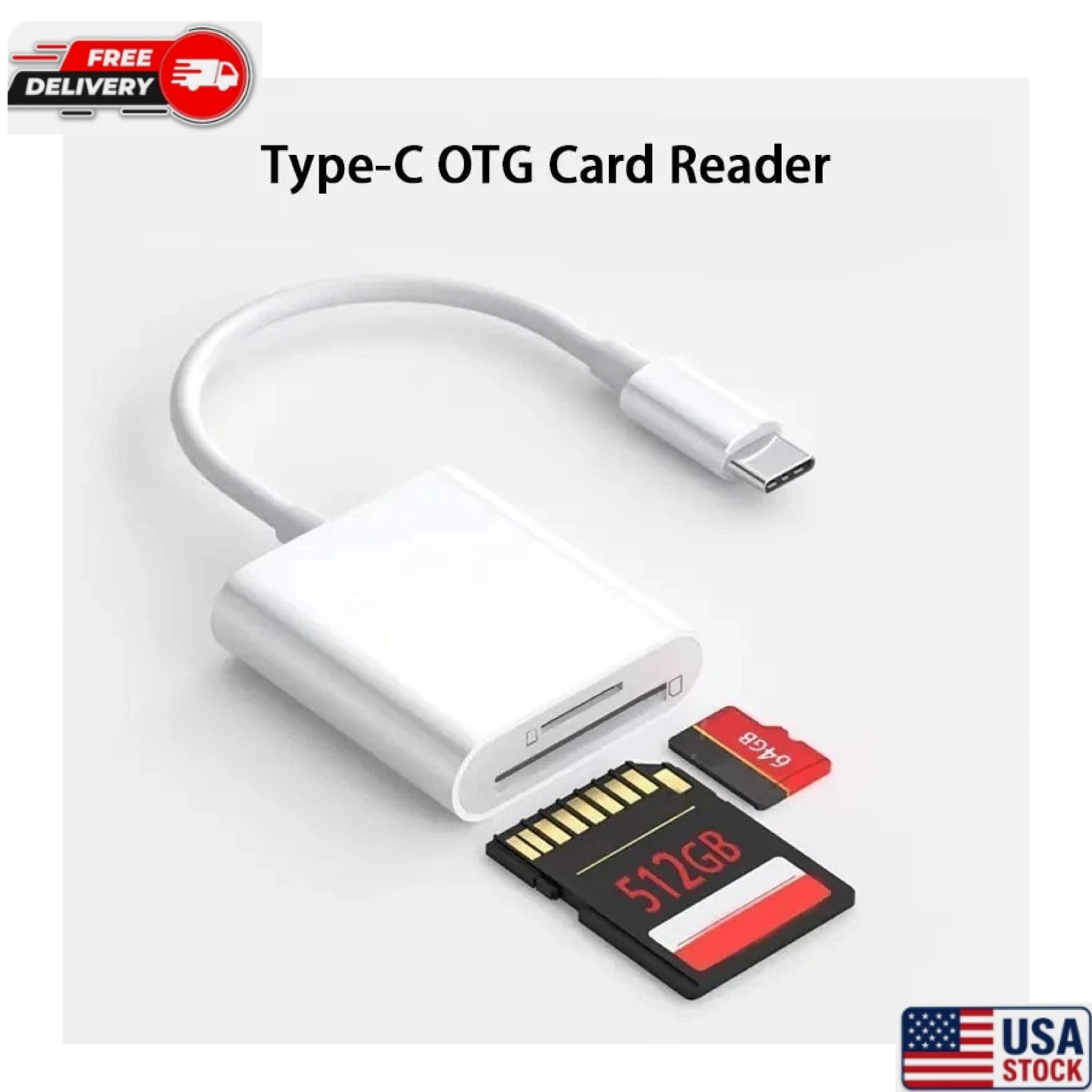 2 in 1 USB-C Card Reader, USB C To SD Card OTG SD/TF Memory Converter for Ipad