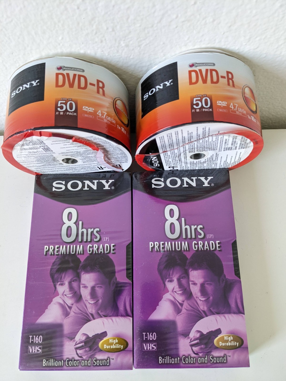 Sony DVD-R 4.7GB 120 Min 16X DVD-R Blank Media Disc 50 Pack, Grade T-160 VHS LOT