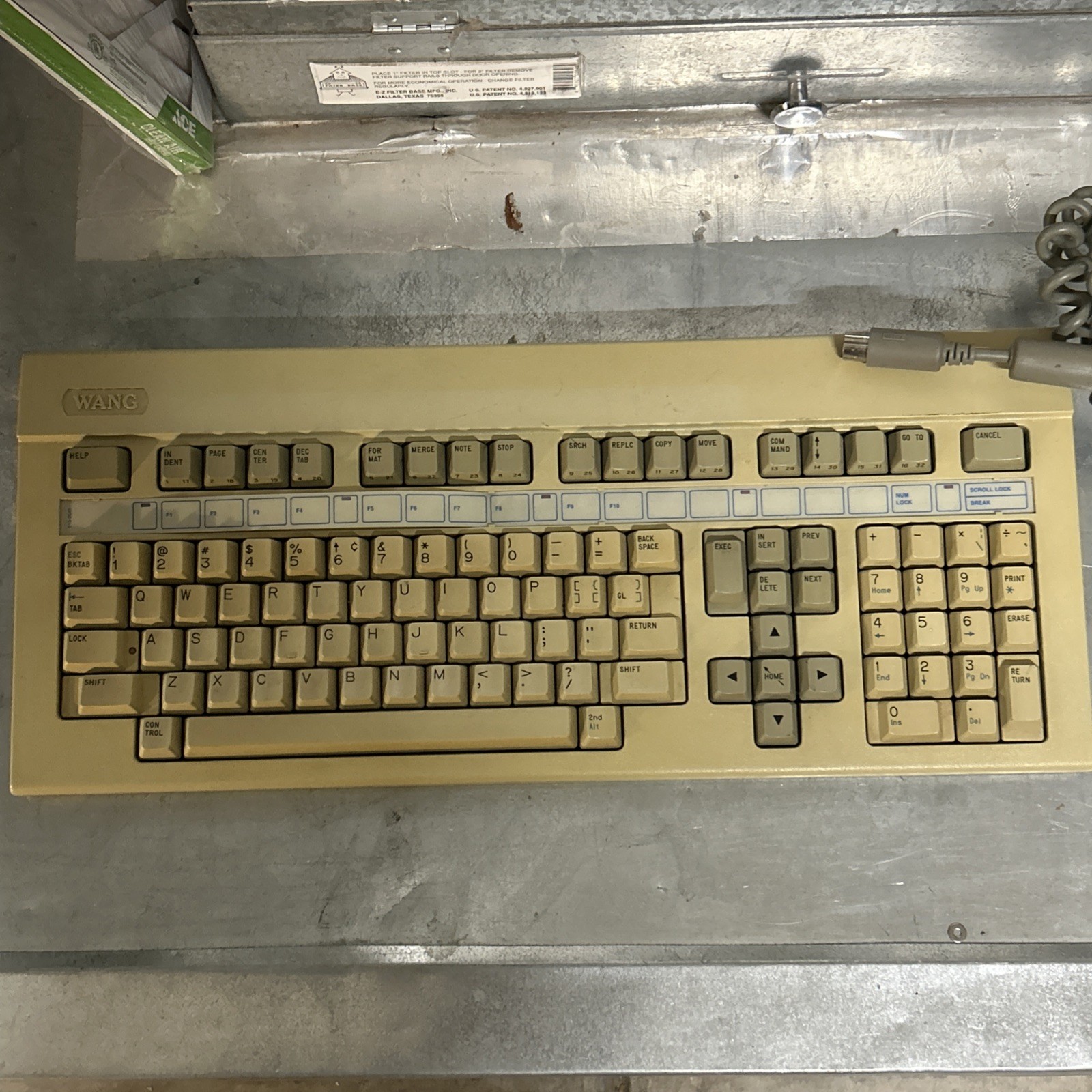 Vintage Wang FT15 Mechanical Keyboard Terminal -Original Cord And Info Strip