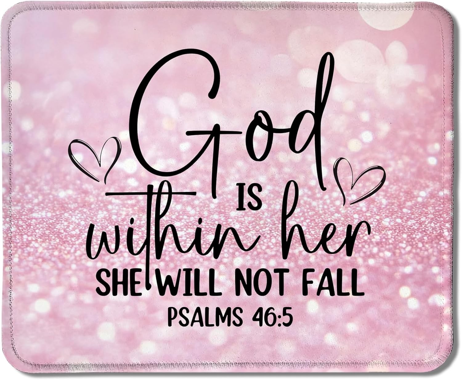 Pink Christian Mouse Pad, God is Within Her She Will Not Fall Bible Verse Mouse