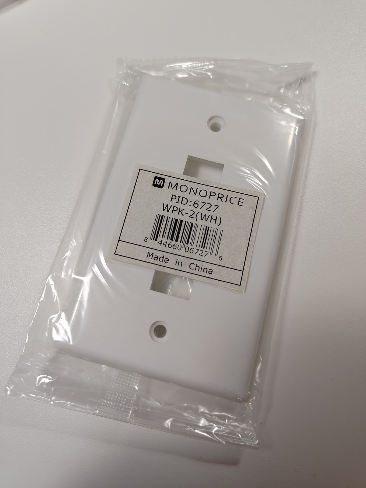 Monoprice 1-Gang 2-Port Keystone Wall Plate White P/N 6727