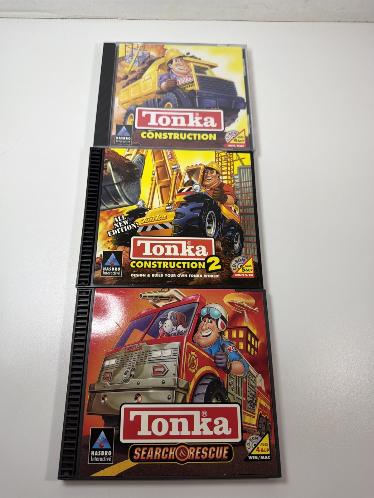 3 TONKA CD-ROM Game Discs Hasbro CONSTRUCTION, CONSTRUCTION 2 & Search Rescue