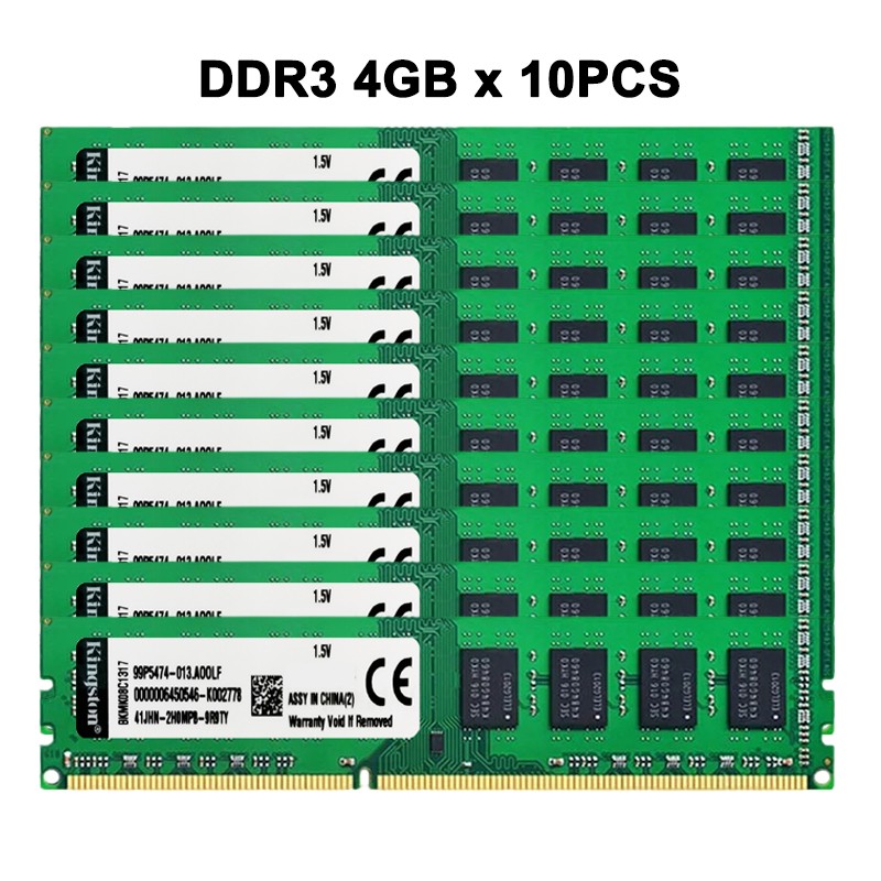 DDR3 40GB 10x4GB 1333 1600MHZ Kingston PC3 1.5V 240-Pin DIMM Desktop Memory RAM