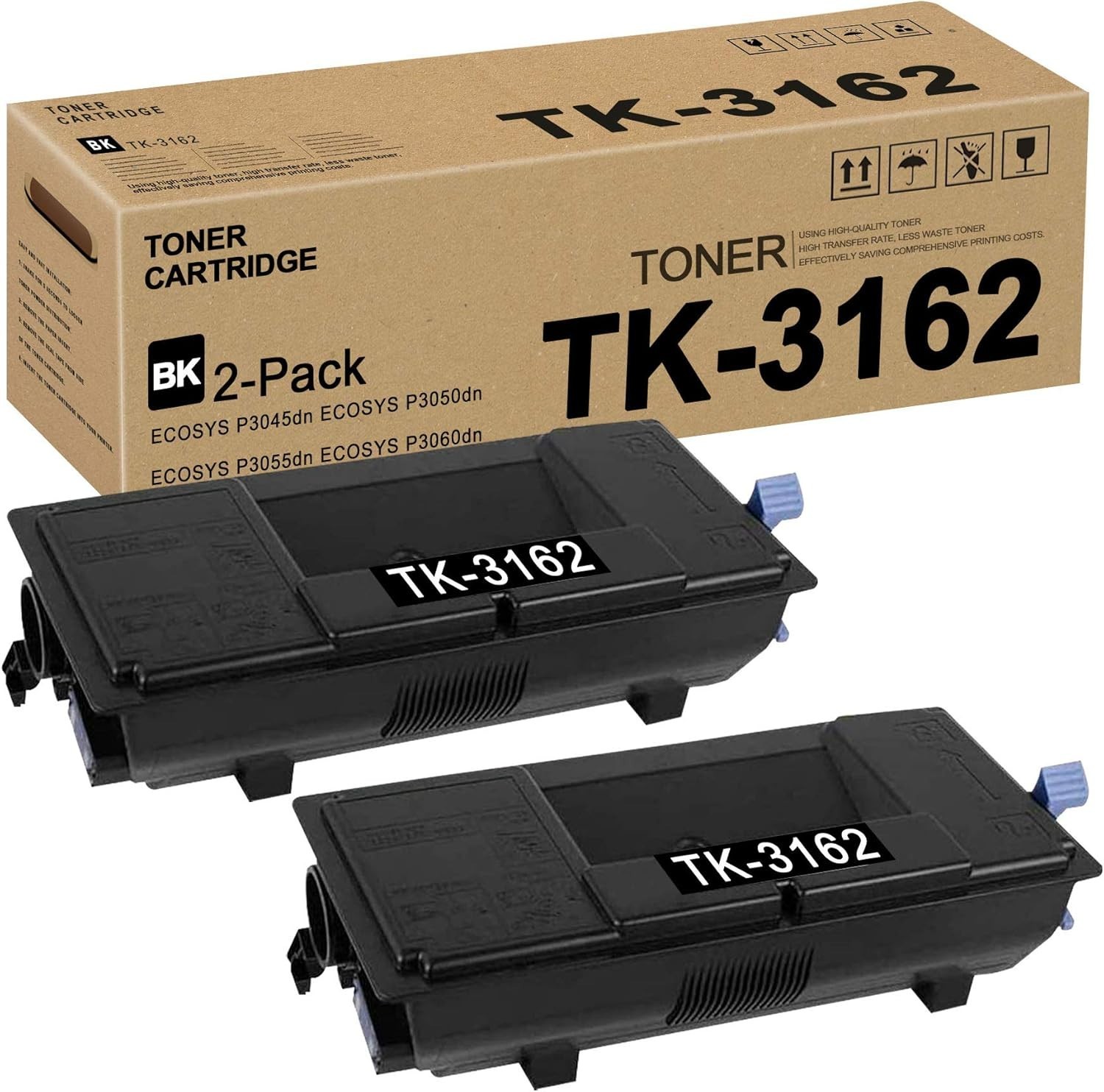 2Pack TK3162 TK-3162 1T02T90US0 Toner Cartridge Replacement for P3045dn Printer