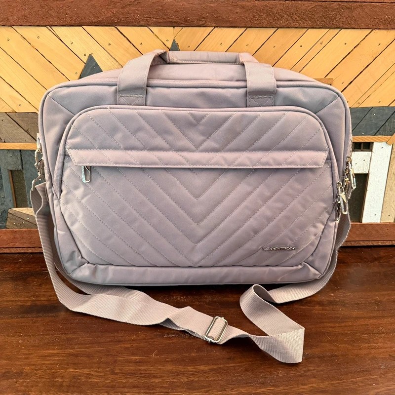 Vankean Quilted Laptop Bag Briefcase Grey 17”