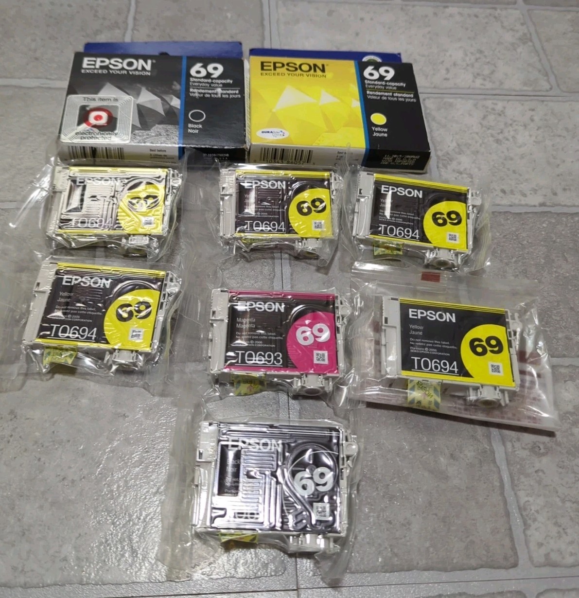 Genuine Epson 69 Ink Cartridges Lot Of 9 Black Yellow Magenta