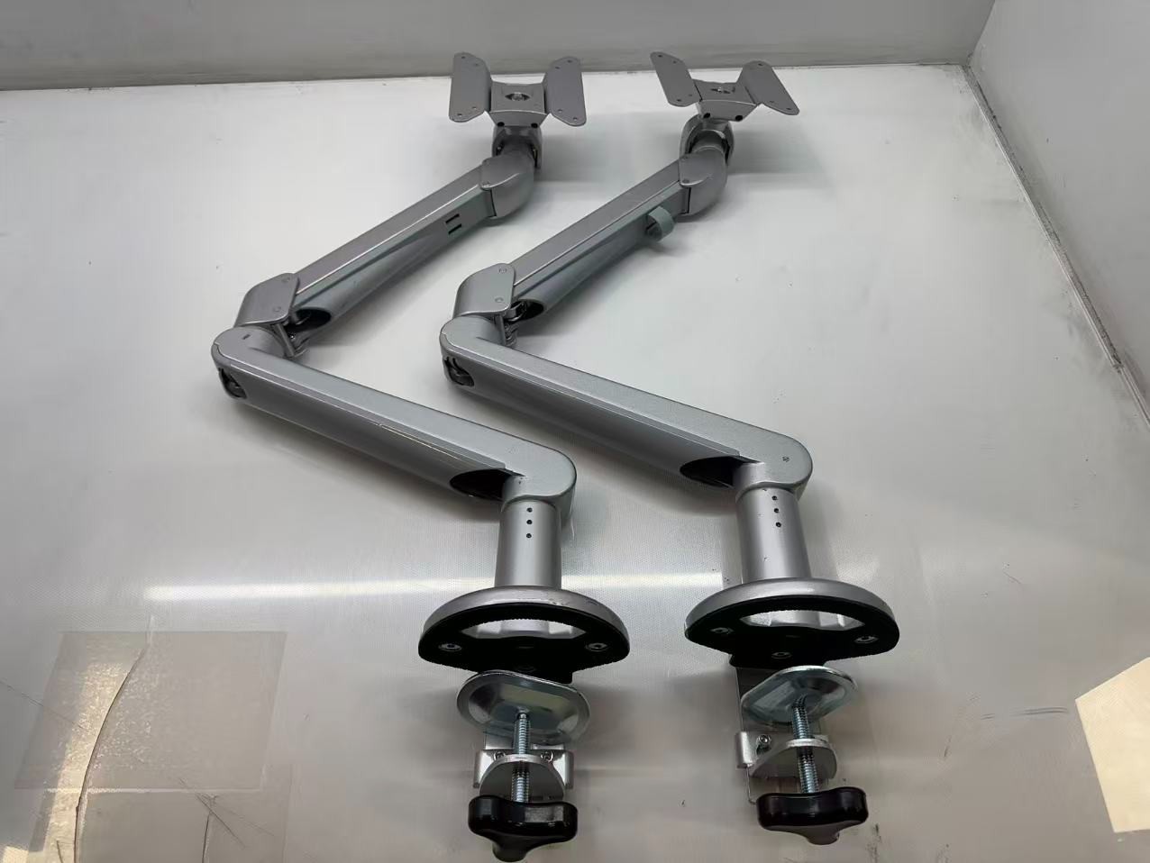 Monitor Desk Mount Stand Arm Screens 2pcs (No Screw) up to 34" -Silver