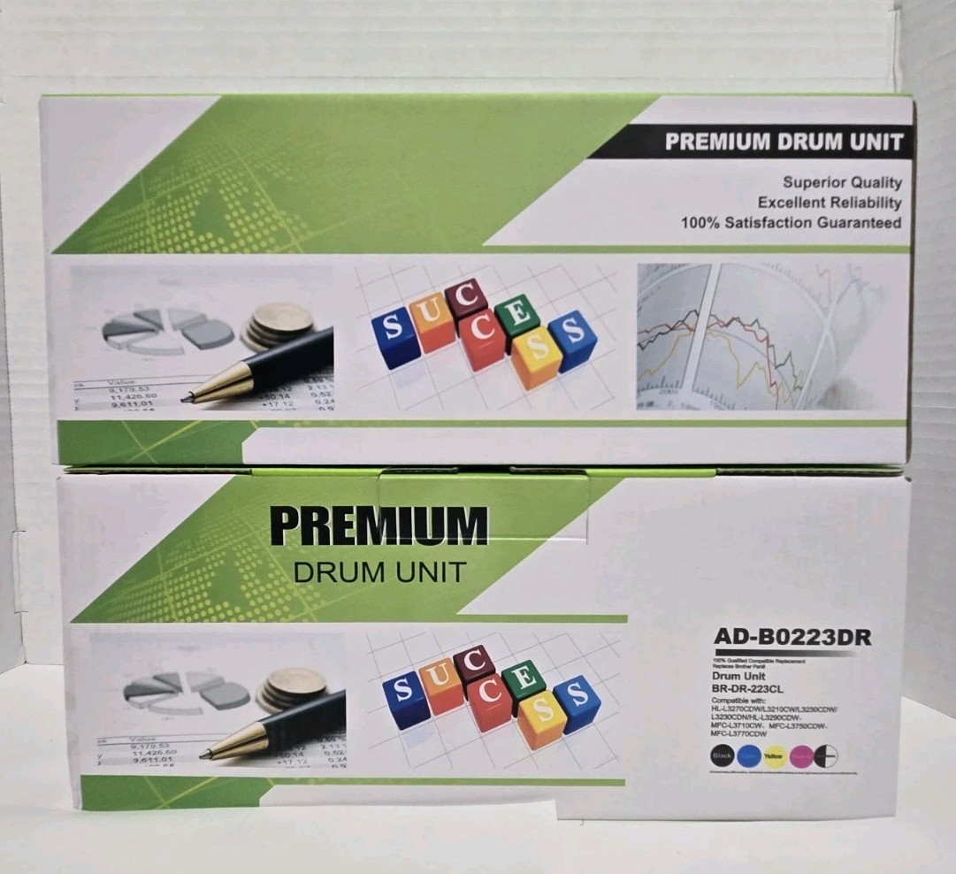 Lot of 2 Premium Drum Units Compatible with Brother DR-223CL DR223CL - Brand New
