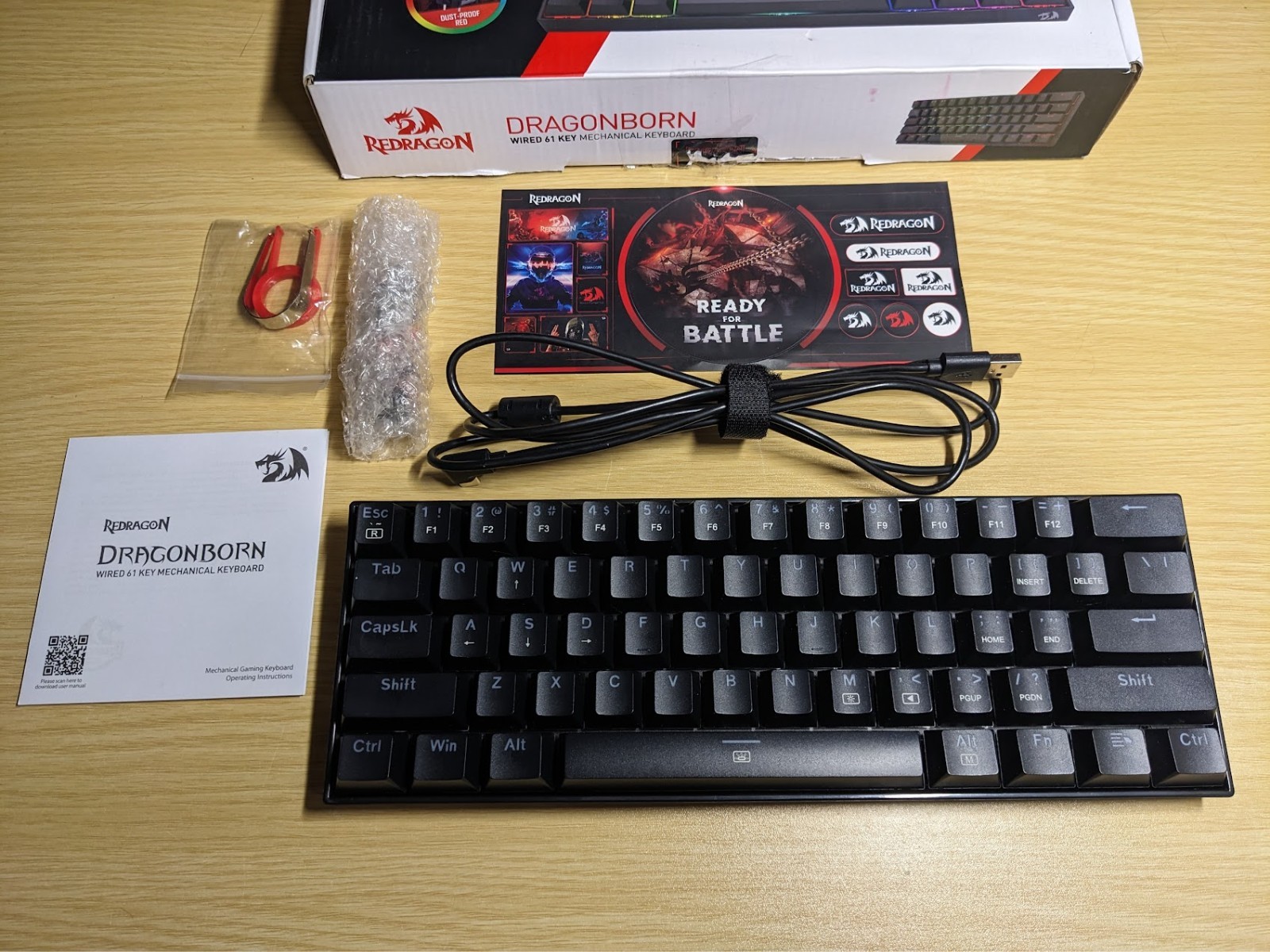 Redragon Dragonborn K630RGB Wired 61 Key Mechanical Keyboard w/ Spares & Tools