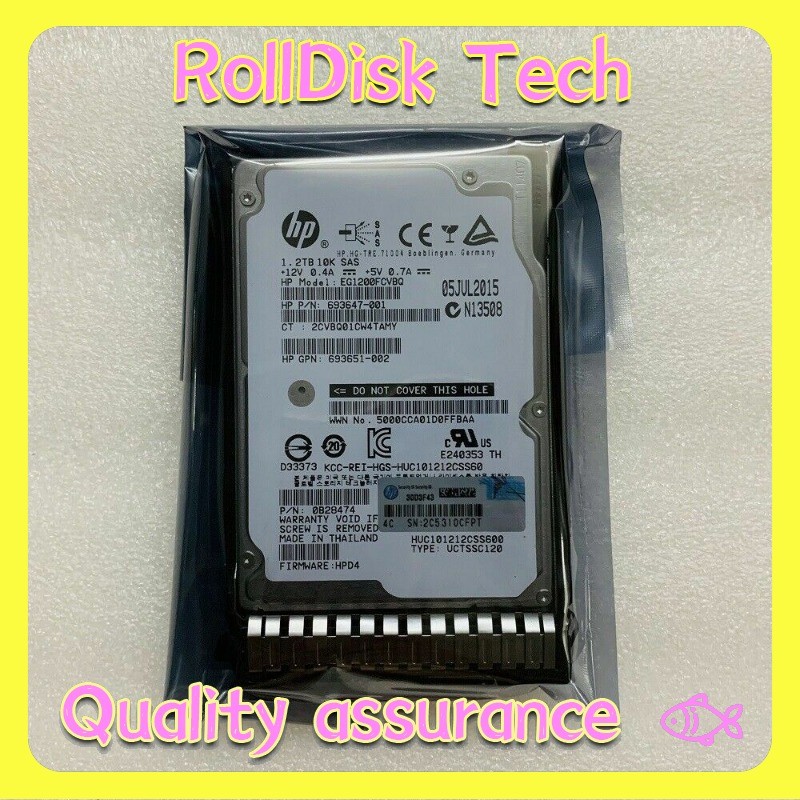 New HP 697631-001 1.2TB 6G SAS 10K Rpm SFF 2.5" SC Hard Drive 693647-001 G8 G9