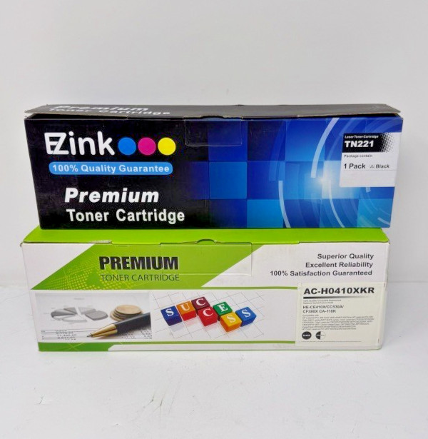 Lot of 2 New Sealed Toner Cartridges - E-Z Ink for Brother TN221 & AC-H0410XKR
